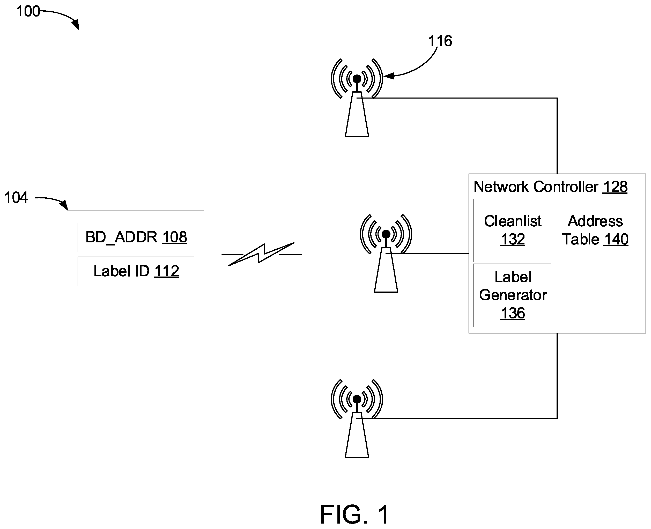 Patent US12120525 — Concealing low power mobile device address during advertisement — Figure 1