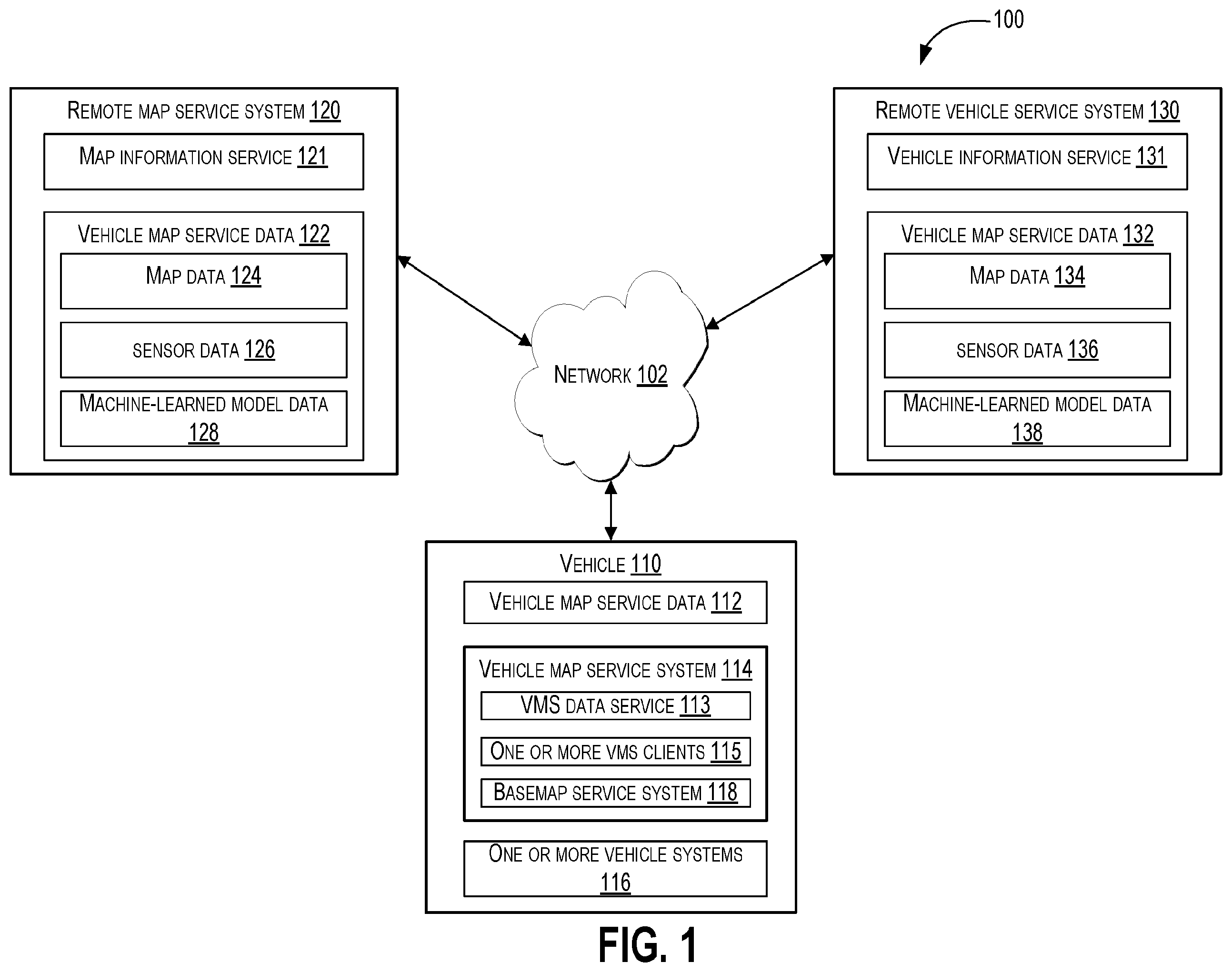 Patent US12120588 — Vehicle map service system — Figure 1