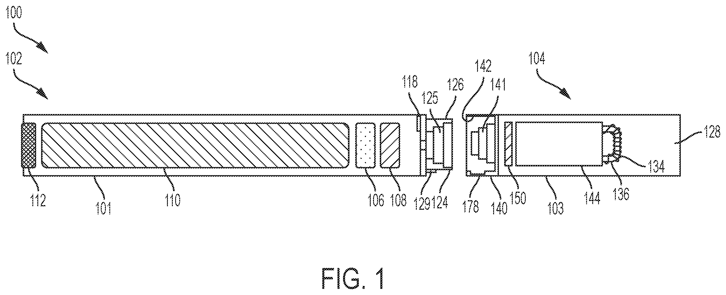 Patent US12120778 — Aerosol delivery device including a ceramic wicking element — Figure 1