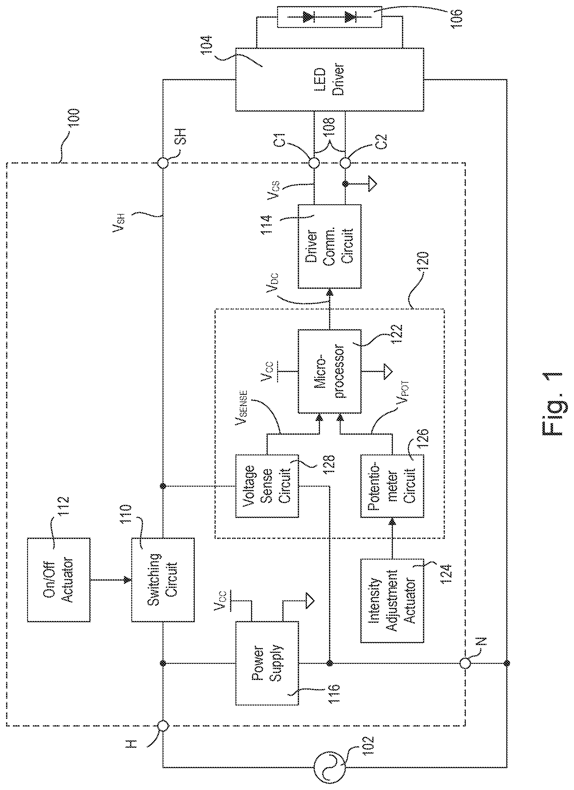 Patent US12120789 — Load control device for controlling a driver for a lighting load — Figure 1