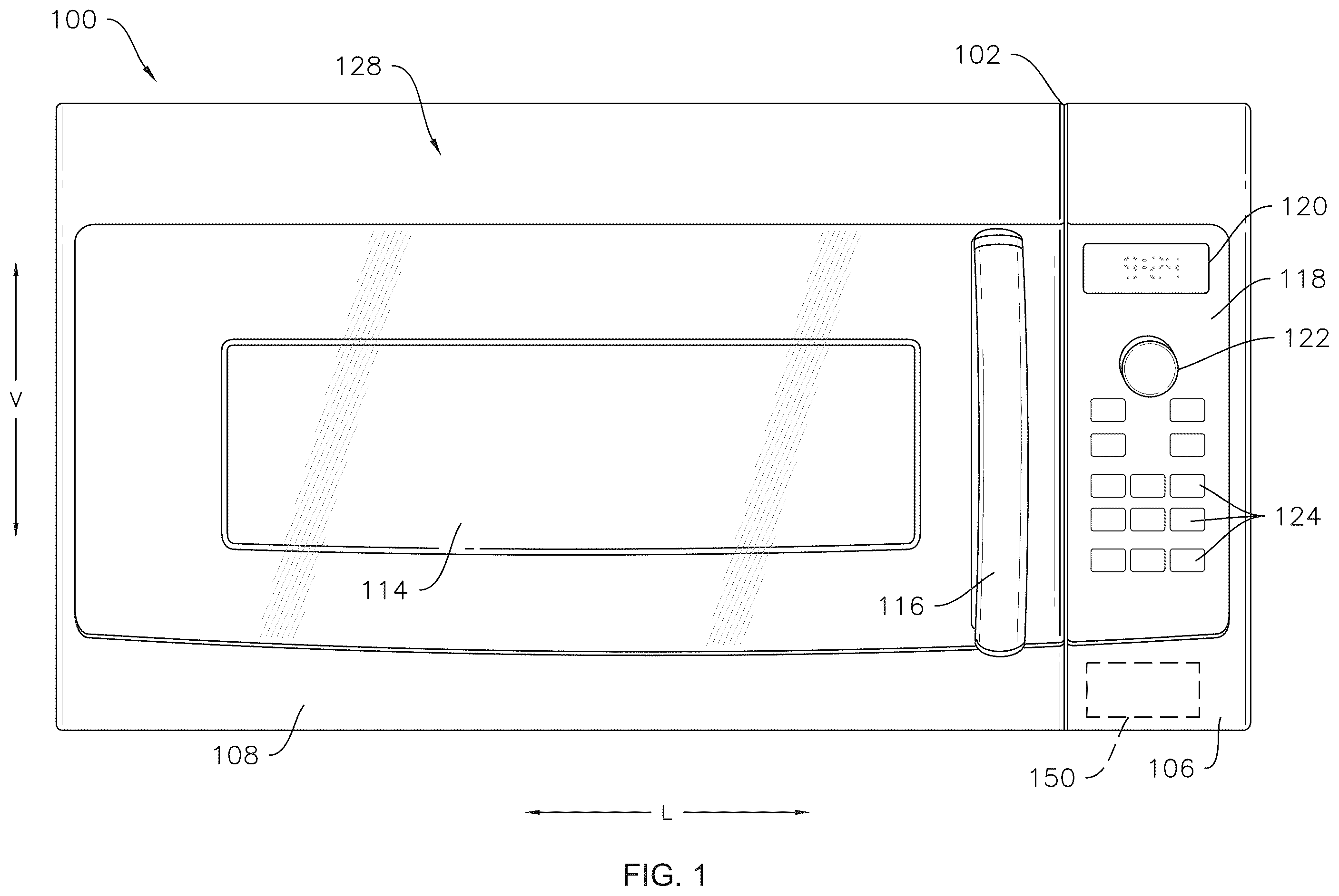 Patent US12120803 — Cooking appliance with variable microwave and turntable timing — Figure 1