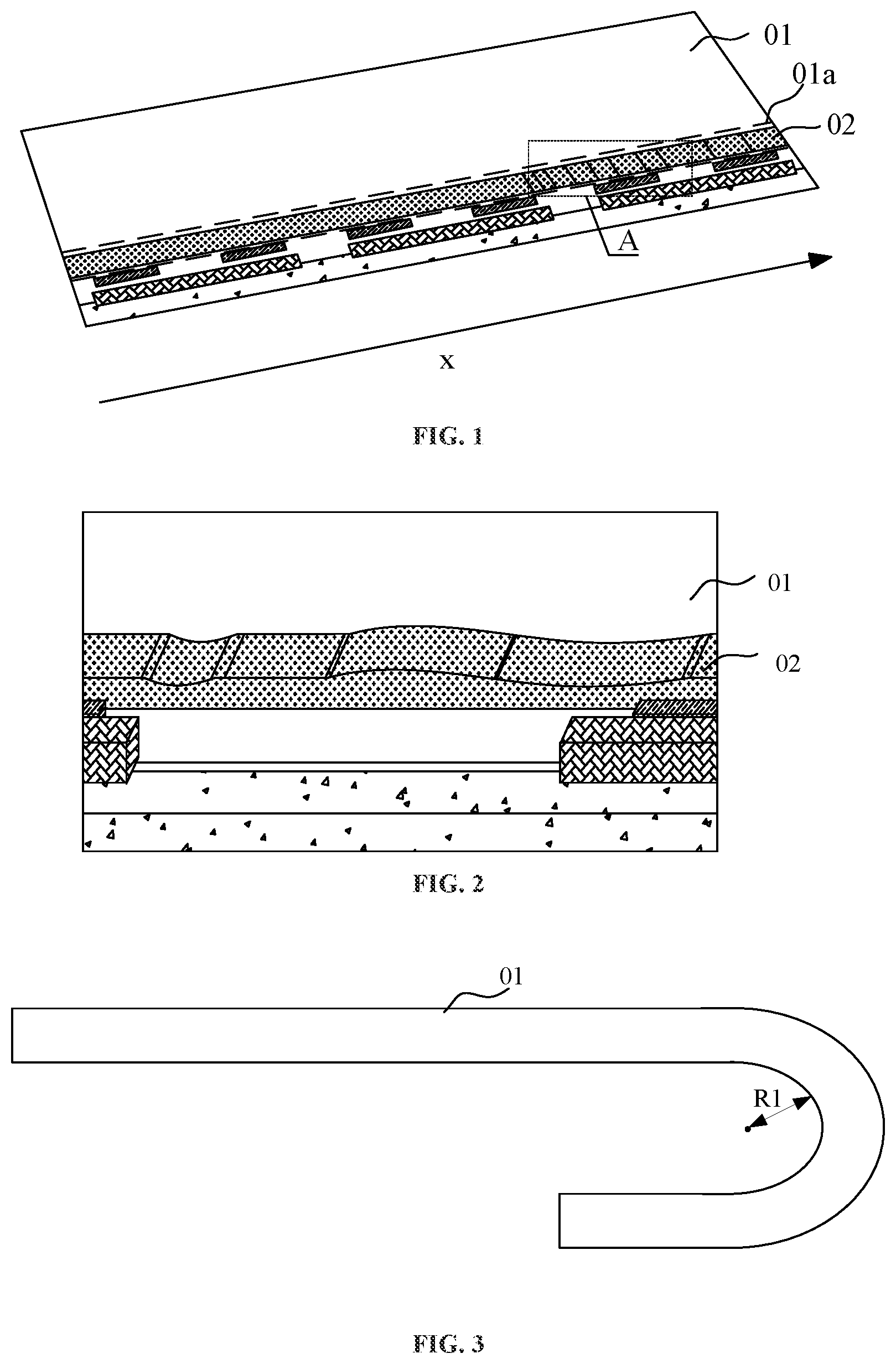 Patent US12120905 — Display panel, method for manufacturing same, and display device with improved stress absorbing capacity — Figure 1