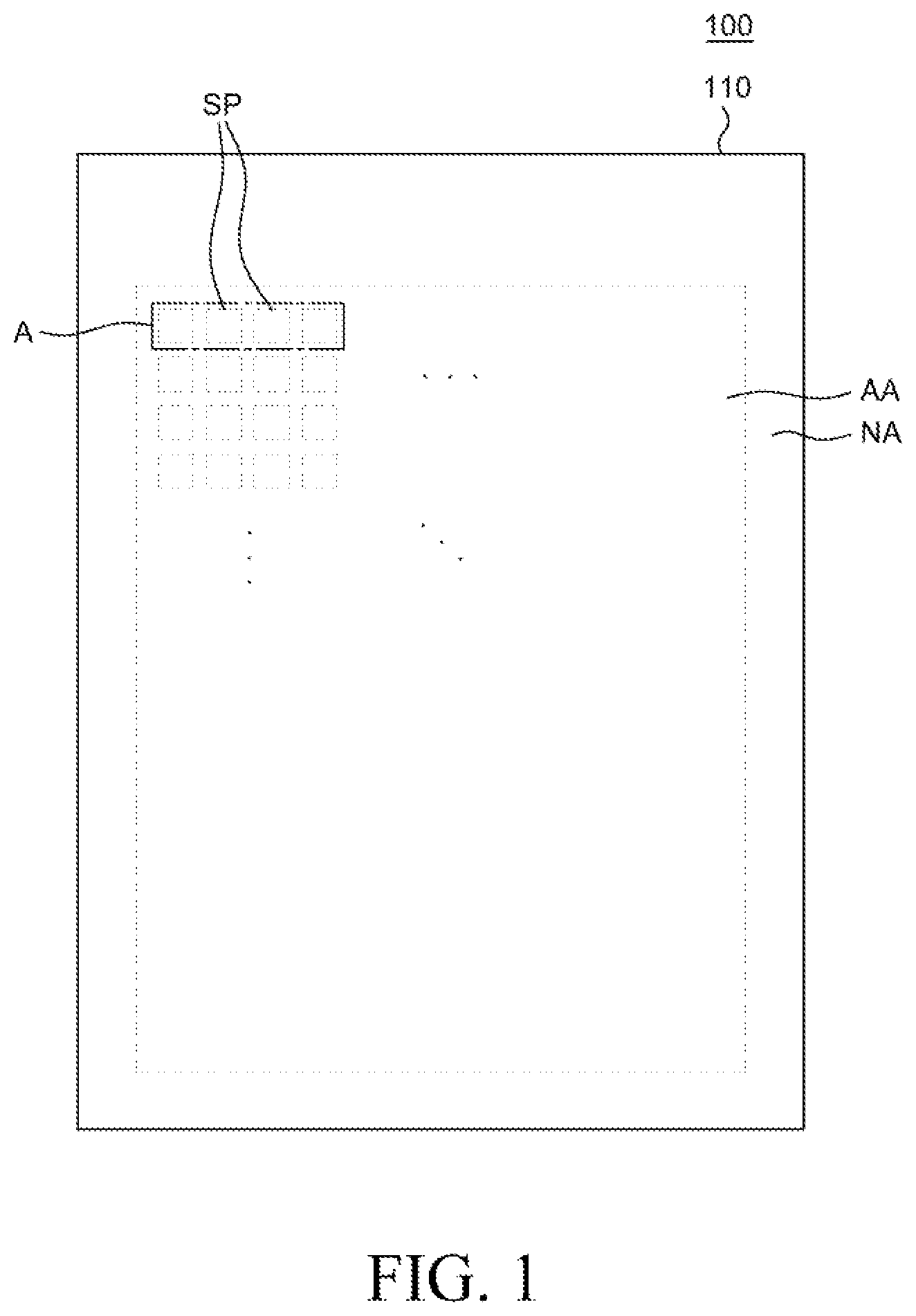 Patent US12120920 — Display device having minimal decrease in light emission efficiency with bank removal — Figure 1