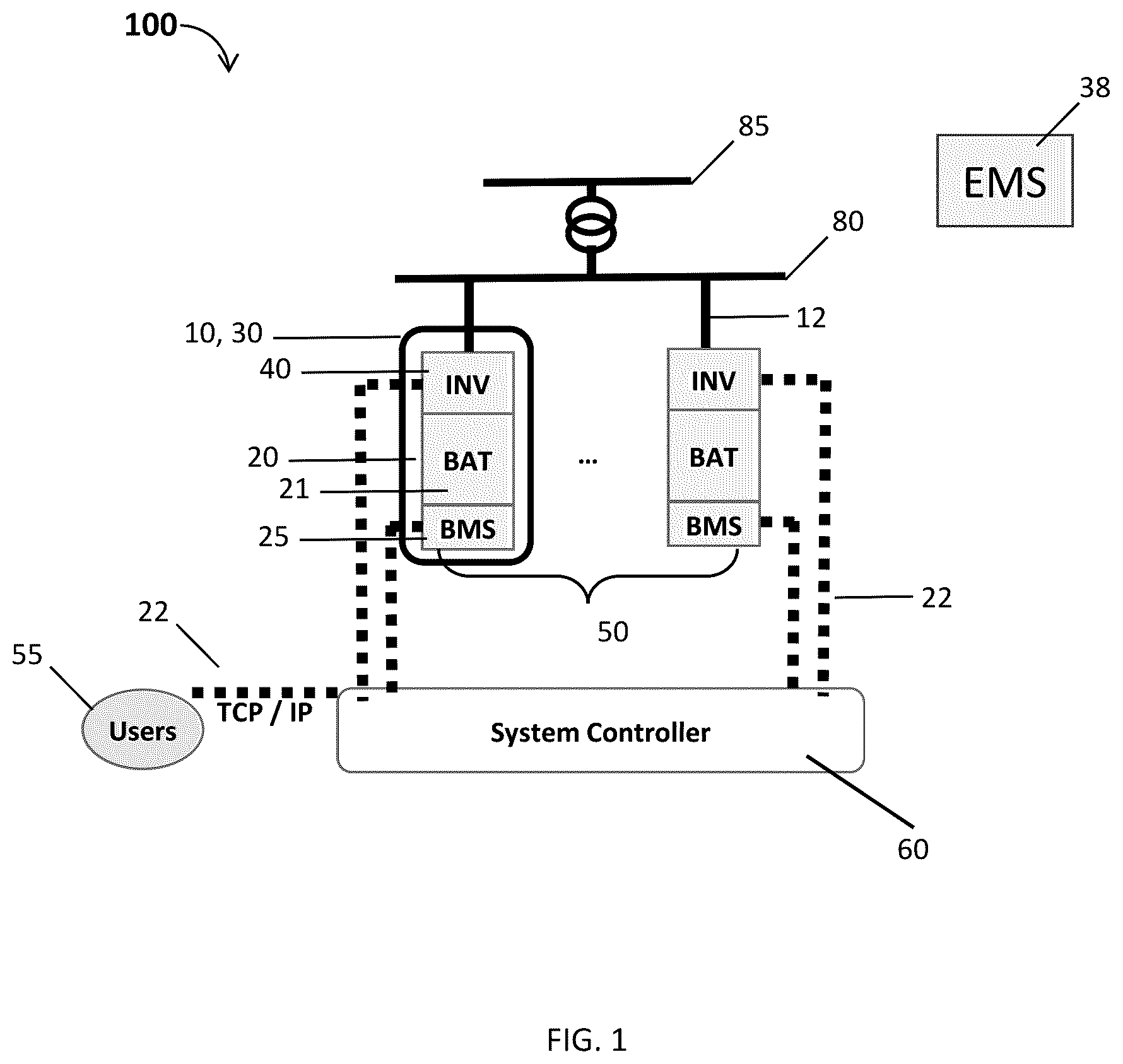 Patent US12126204 — Battery management unit to determine updated SOC and energy reading, energy storage system comprising, the same, and method of using the same — Figure 1
