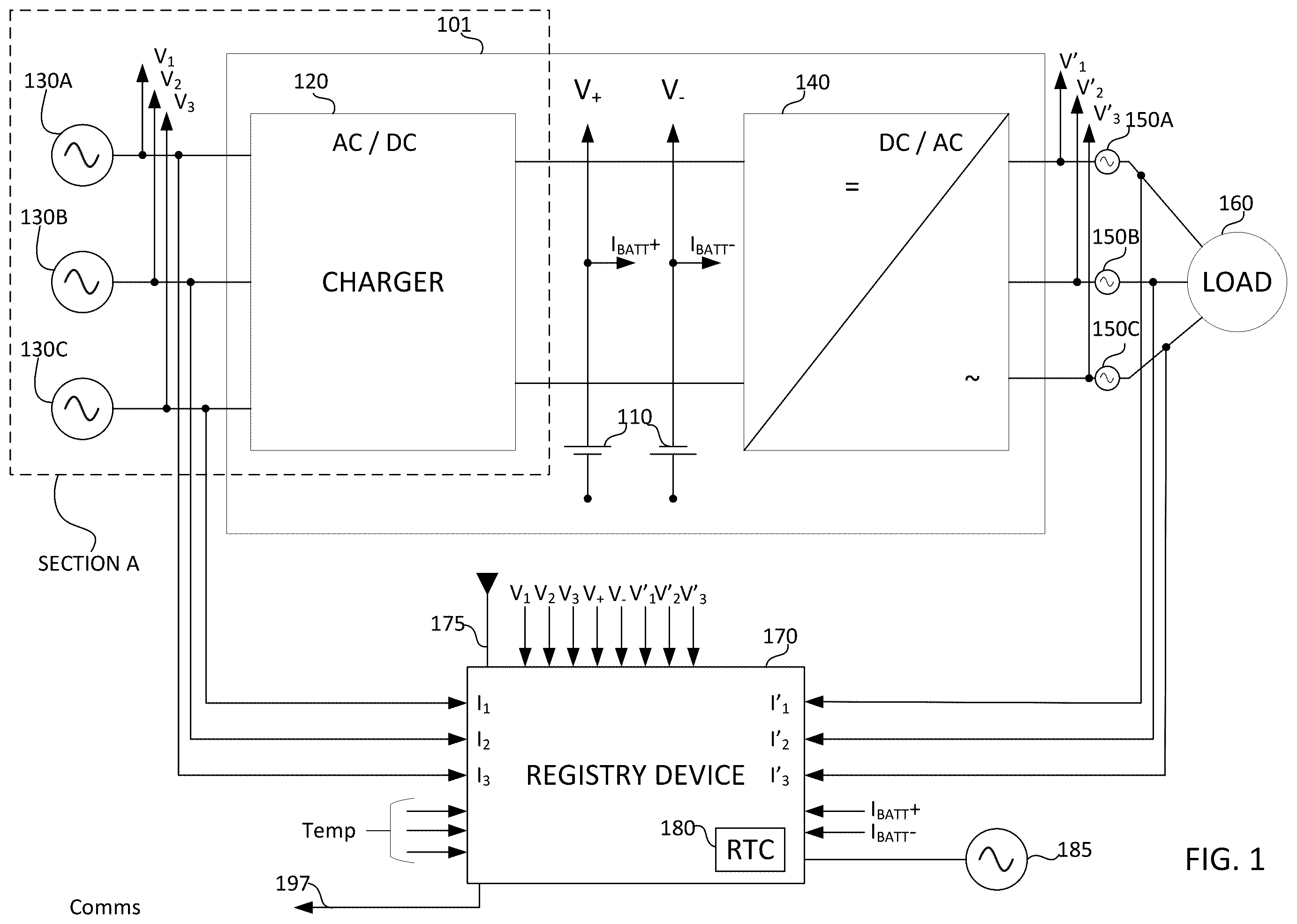 Patent US12126213 — System and method for monitoring power supply devices — Figure 1