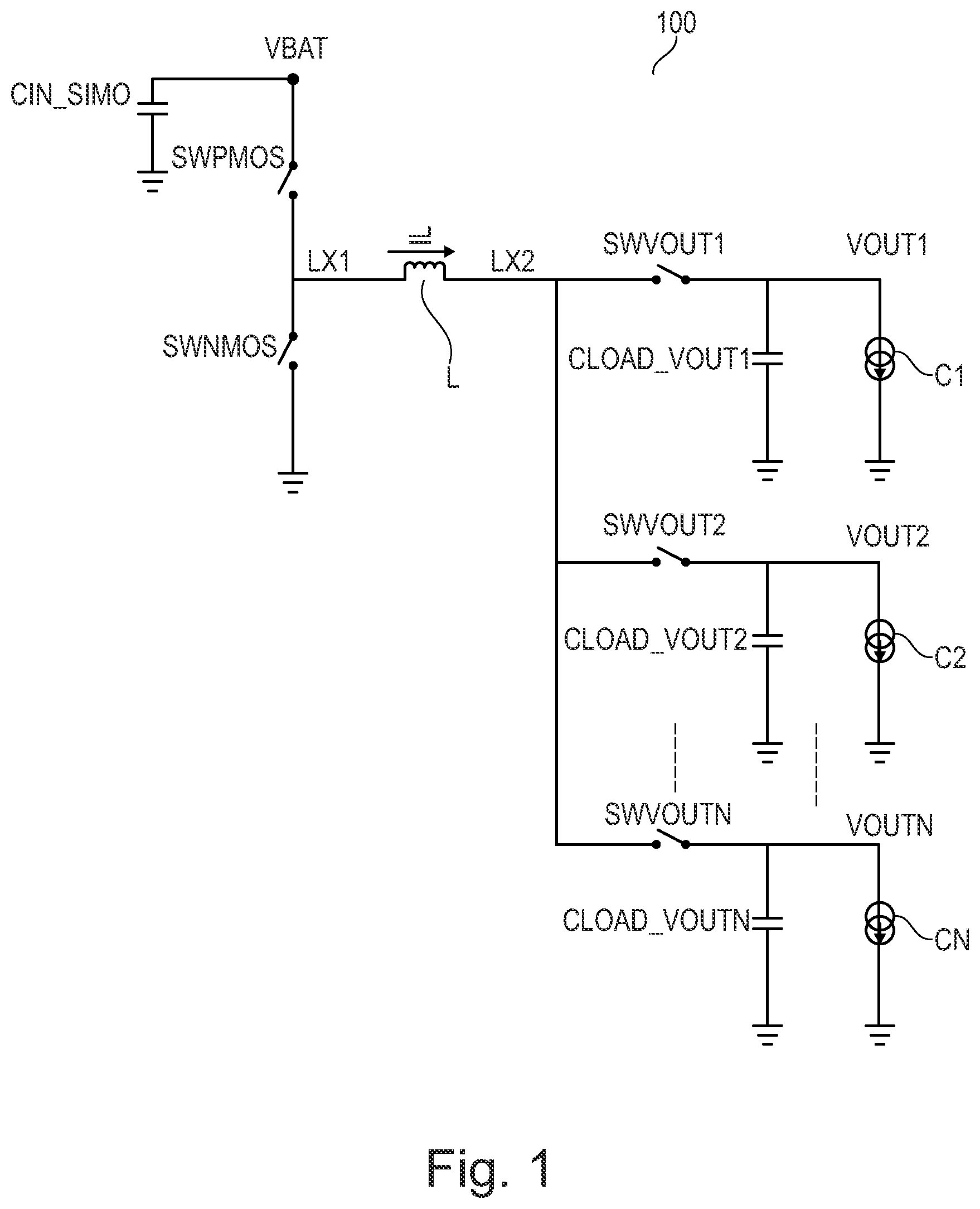 Patent US12126248 — Control method and controller for SIMO switching converters — Figure 1