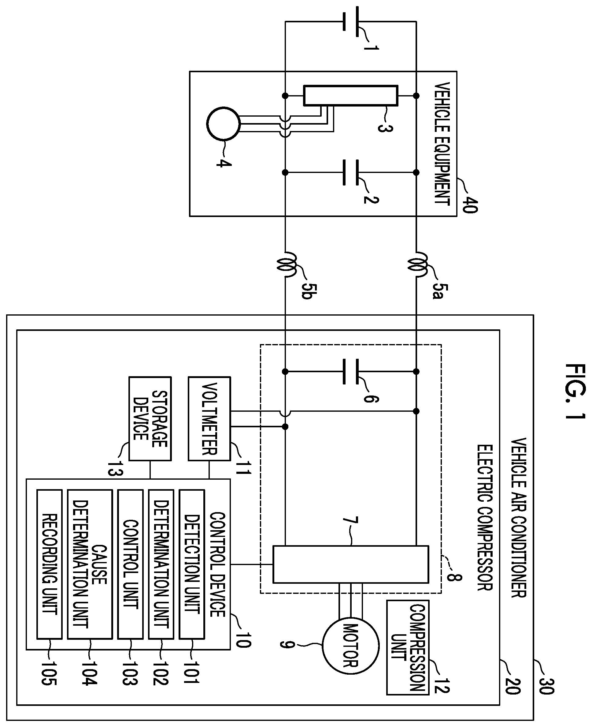 Patent US12126291 — Control device, electric compressor, ripple voltage abnormality cause determination method and program — Figure 1