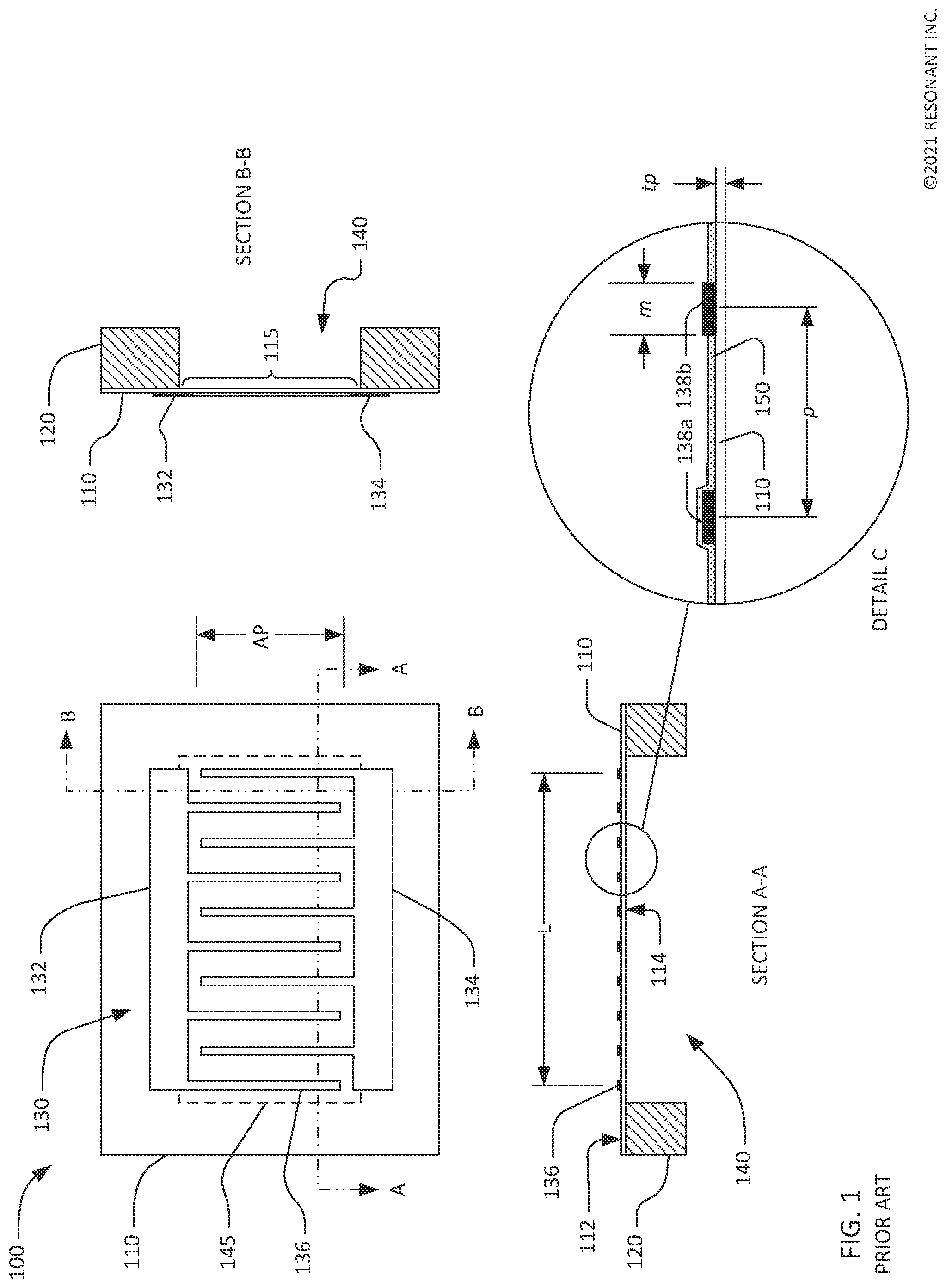 Patent US12126318 — Filters using decoupled transversely-excited film bulk acoustic resonators — Figure 1