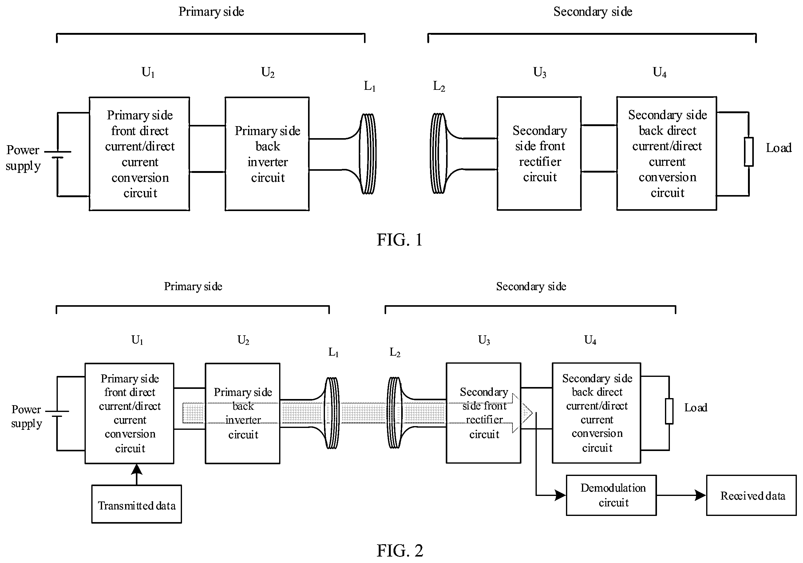 Patent US12126402 — Wireless power and data synchronous transfer system and data modulation method — Figure 1