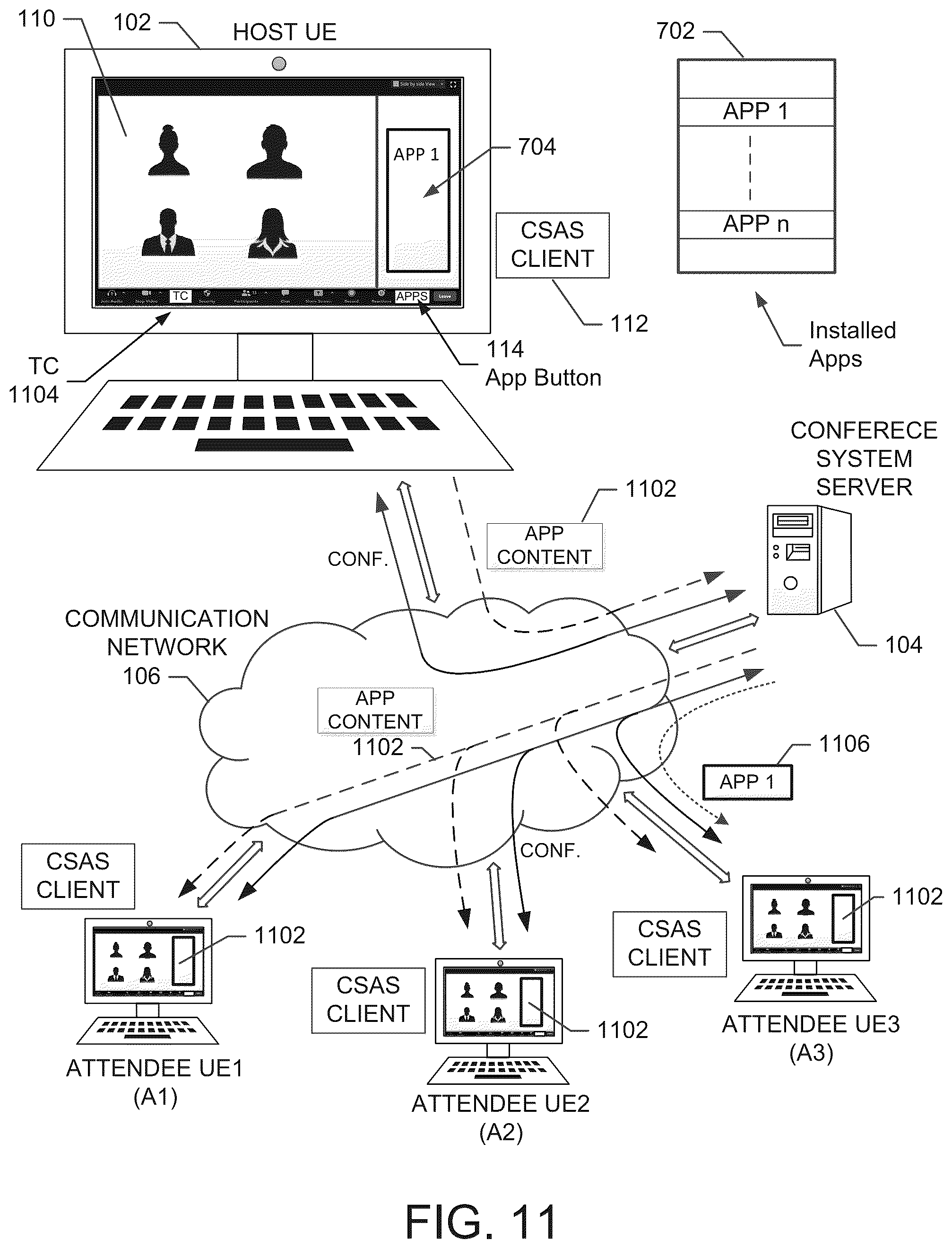 Patent US12126663 Figure 11 – Recording conference application activity associated with a network conference