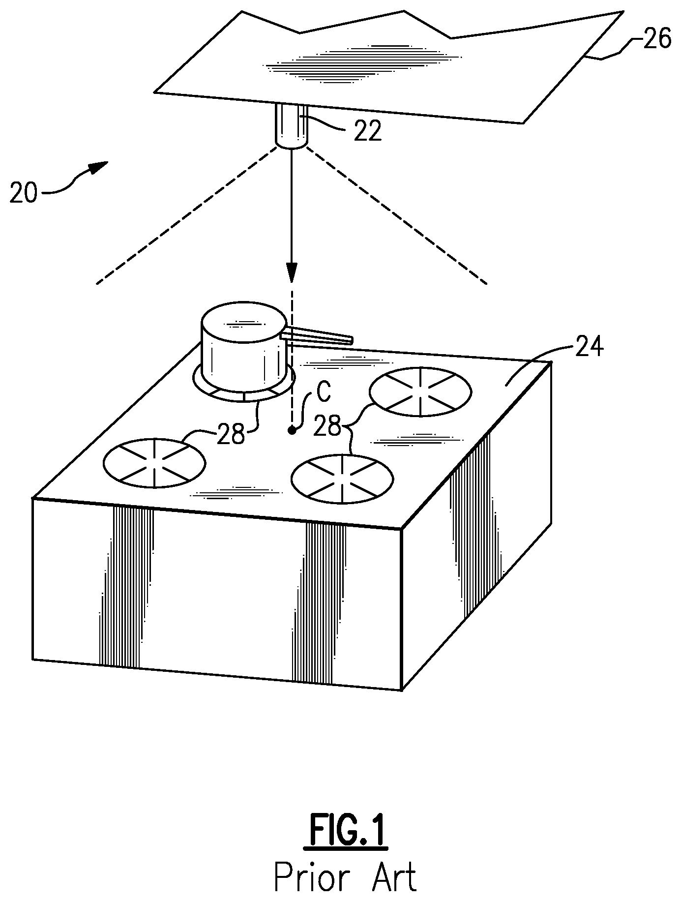 Patent US12128266 Figure 1 – Kitchen fire suppression aiming systems and methods