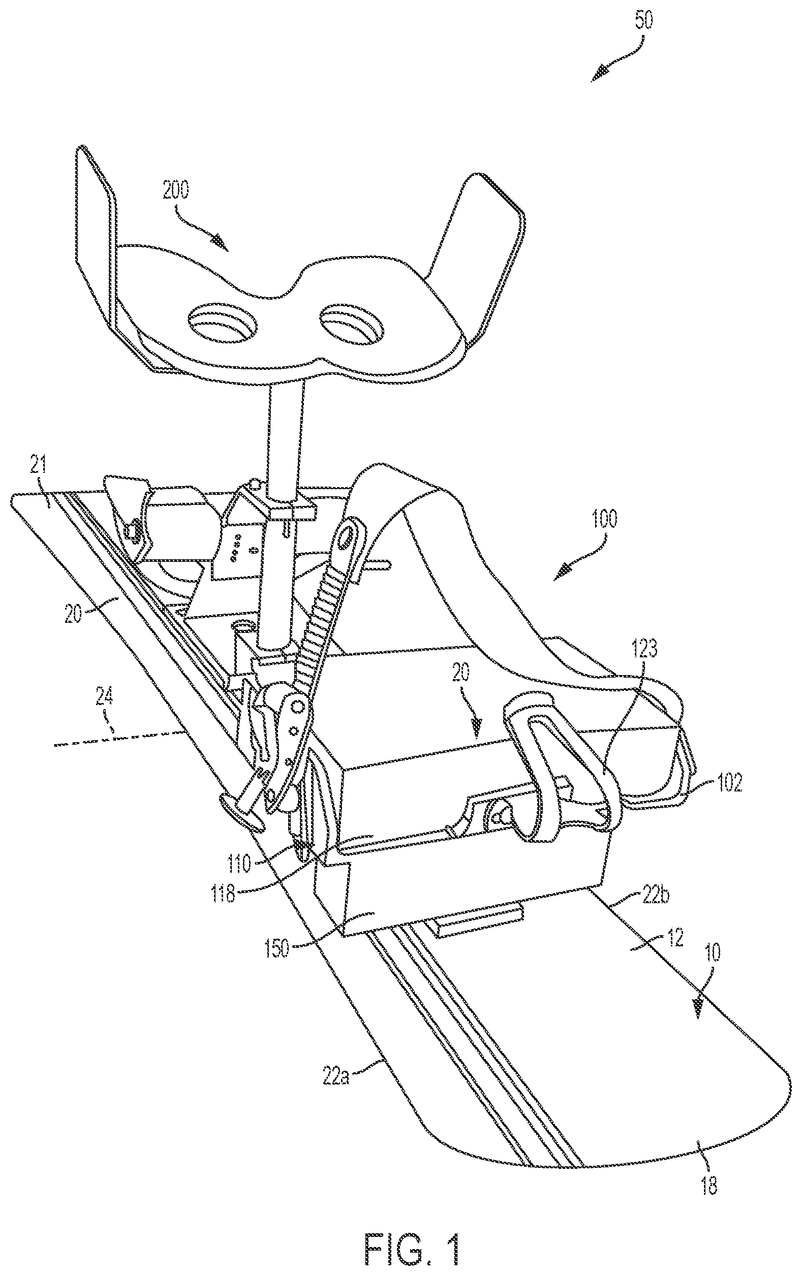 Patent US12128291 — Support and suspension assembly for a snow sports board — Figure 1