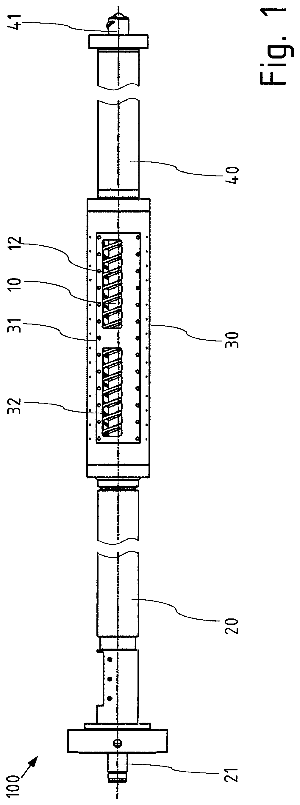 Patent US12128599 — Degassing extruder having a multi-screw unit and method for degassing polymer melts therewith — Figure 1