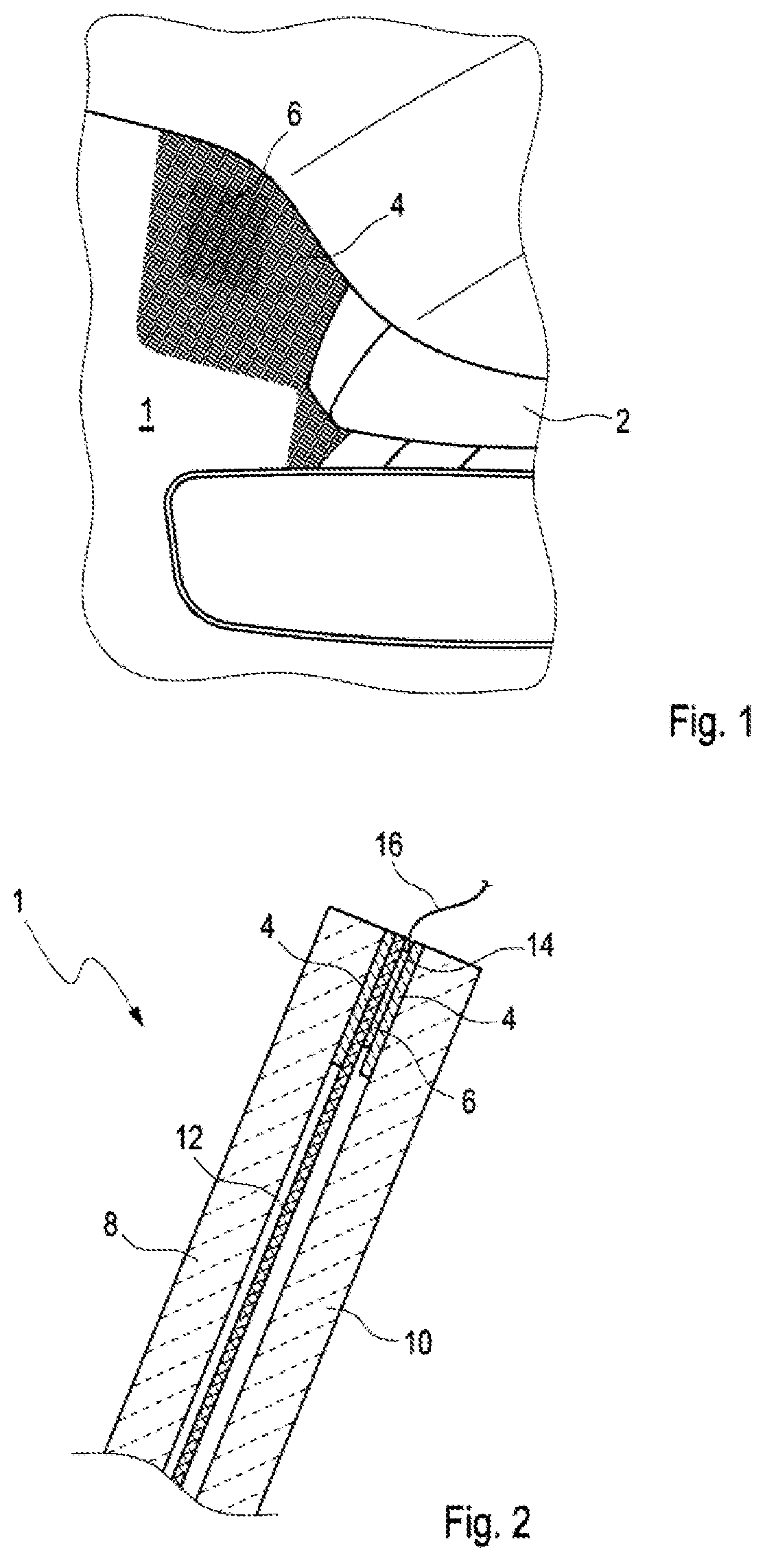 Patent US12128649 Figure 1 – Laminated glass pane for a vehicle