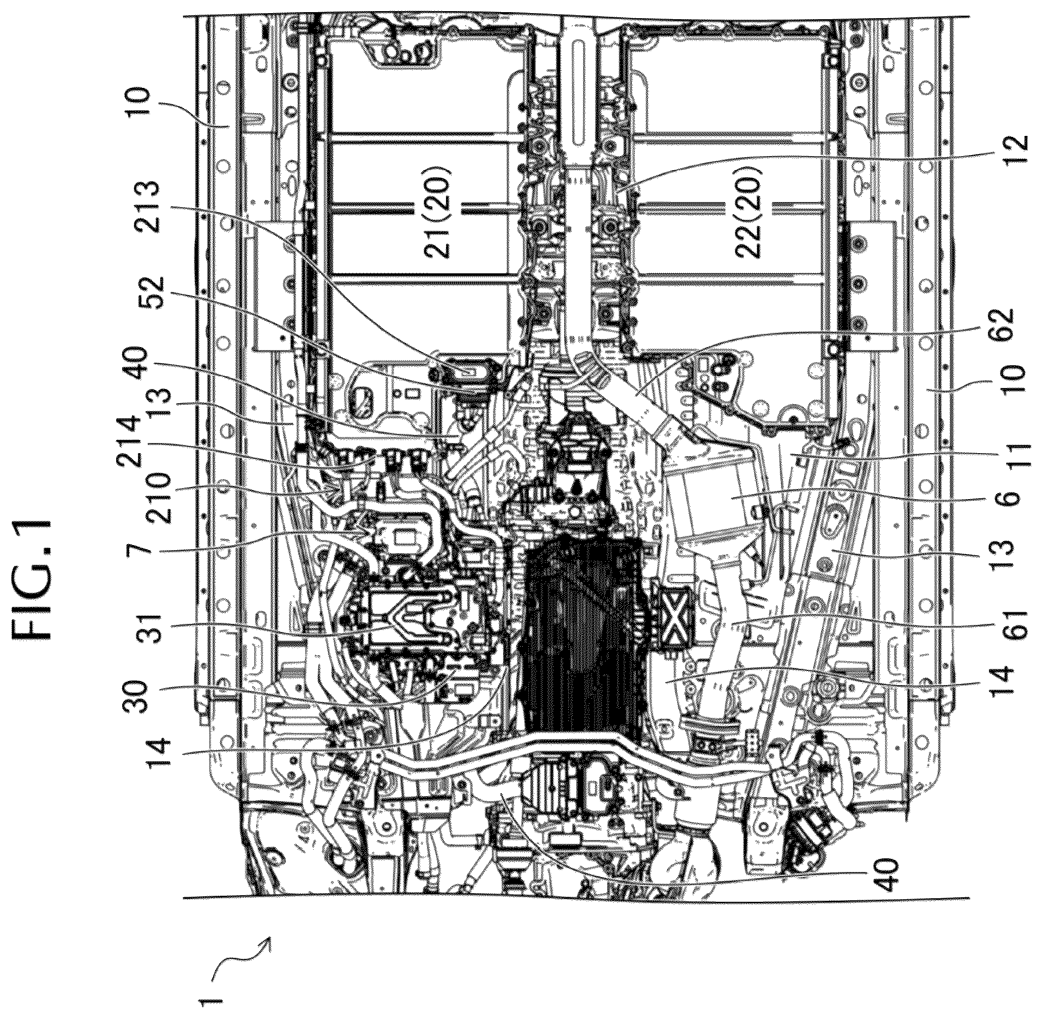 Patent US12128753 — Lower structure for hybrid automobile — Figure 1