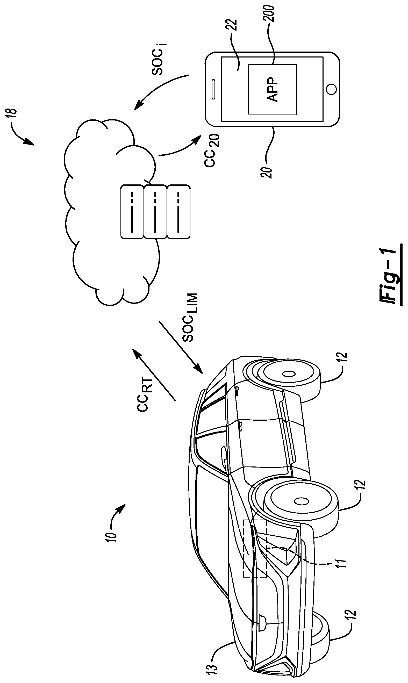 Patent US12128771 — Road trip detection for state of charge management in a motor vehicle — Figure 1