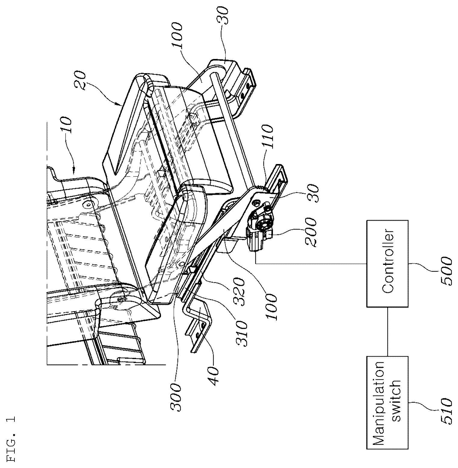 Patent US12128799 — Relax mode implementable vehicle seat — Figure 1