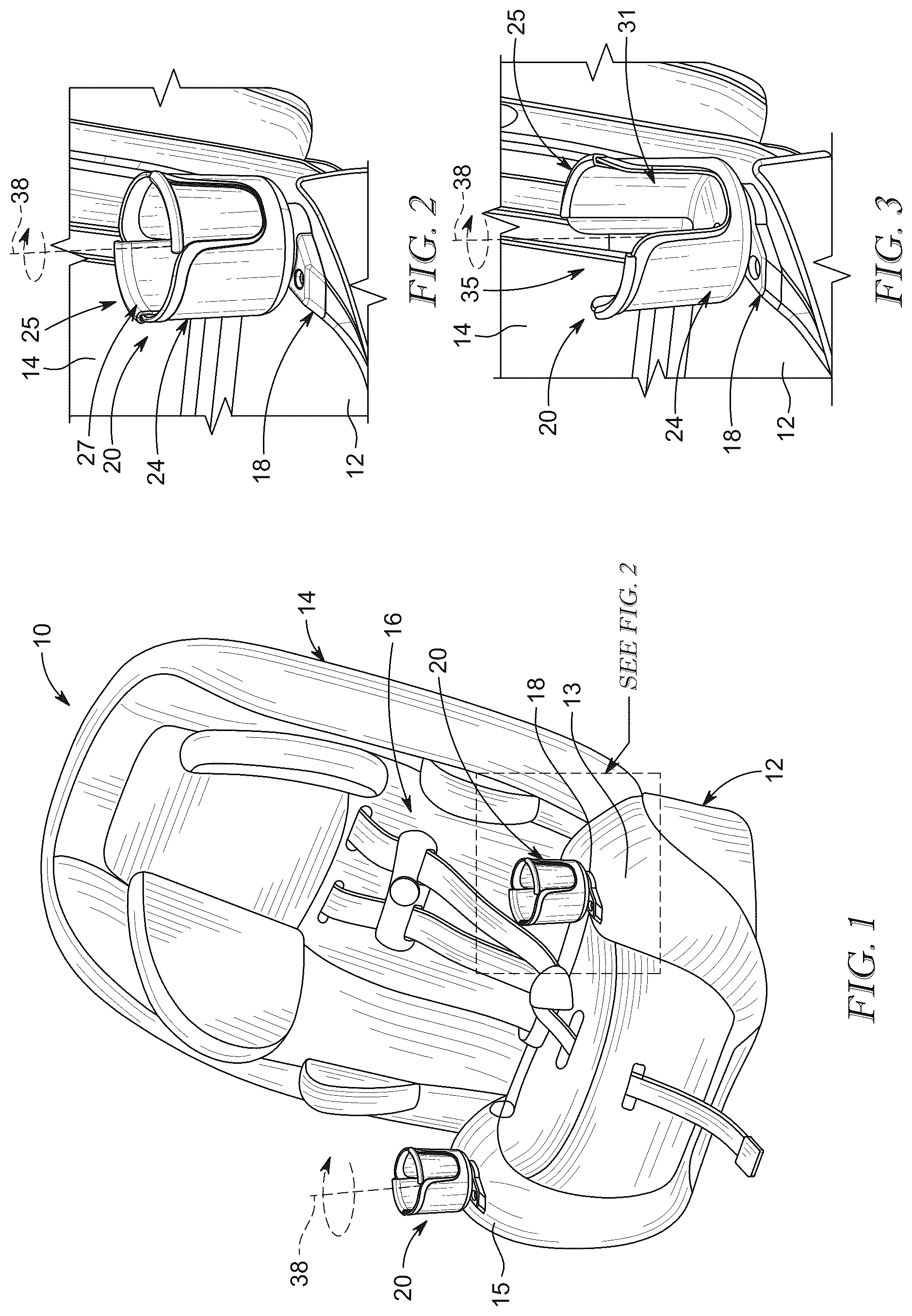 Patent US12128808 — Cupholder for a juvenile seat — Figure 1