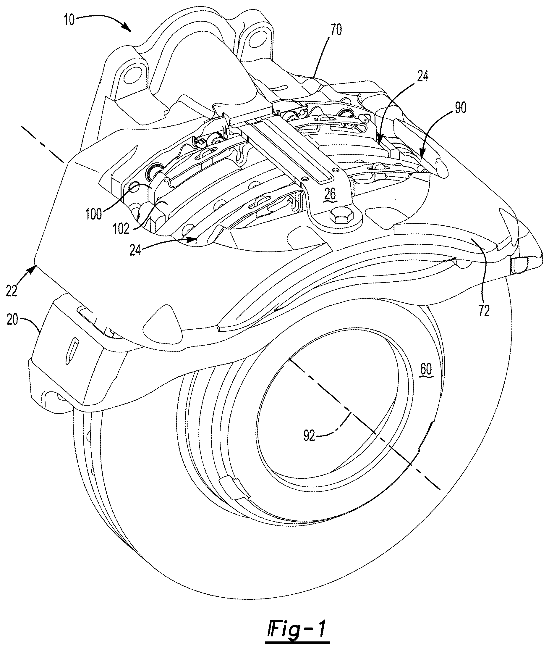 Patent US12128864 — System and method of checking sealing of a brake caliper housing — Figure 1