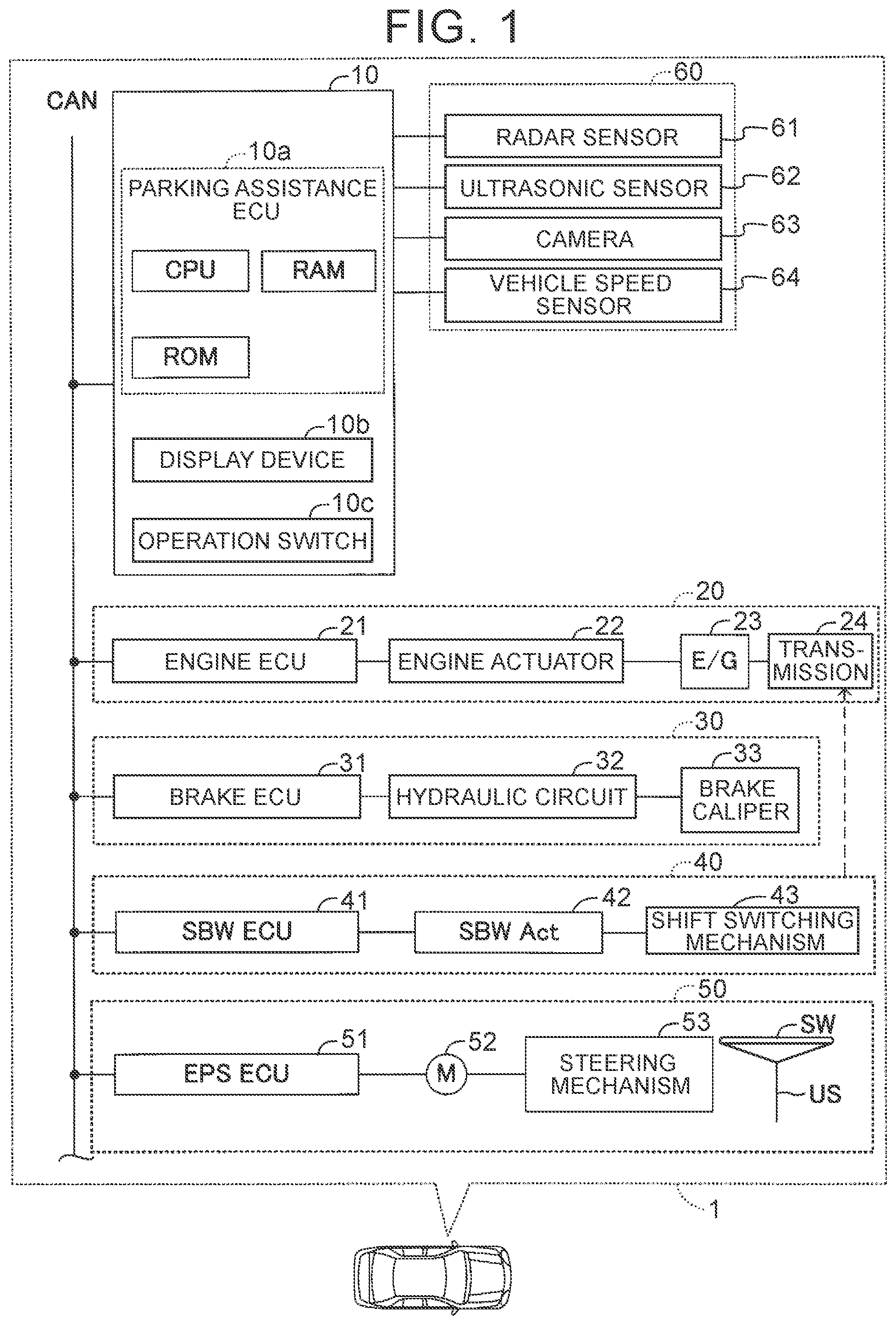 Patent US12128880 — Parking assistance device — Figure 1