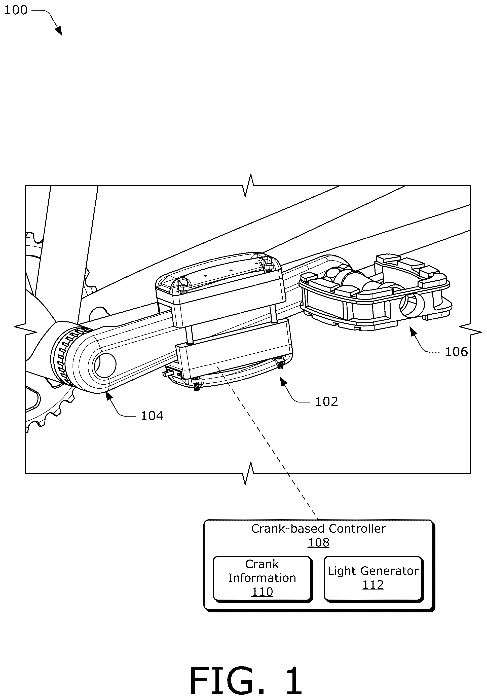 Patent US12128980 — Apparatuses and methods for crank-based lighting — Figure 1