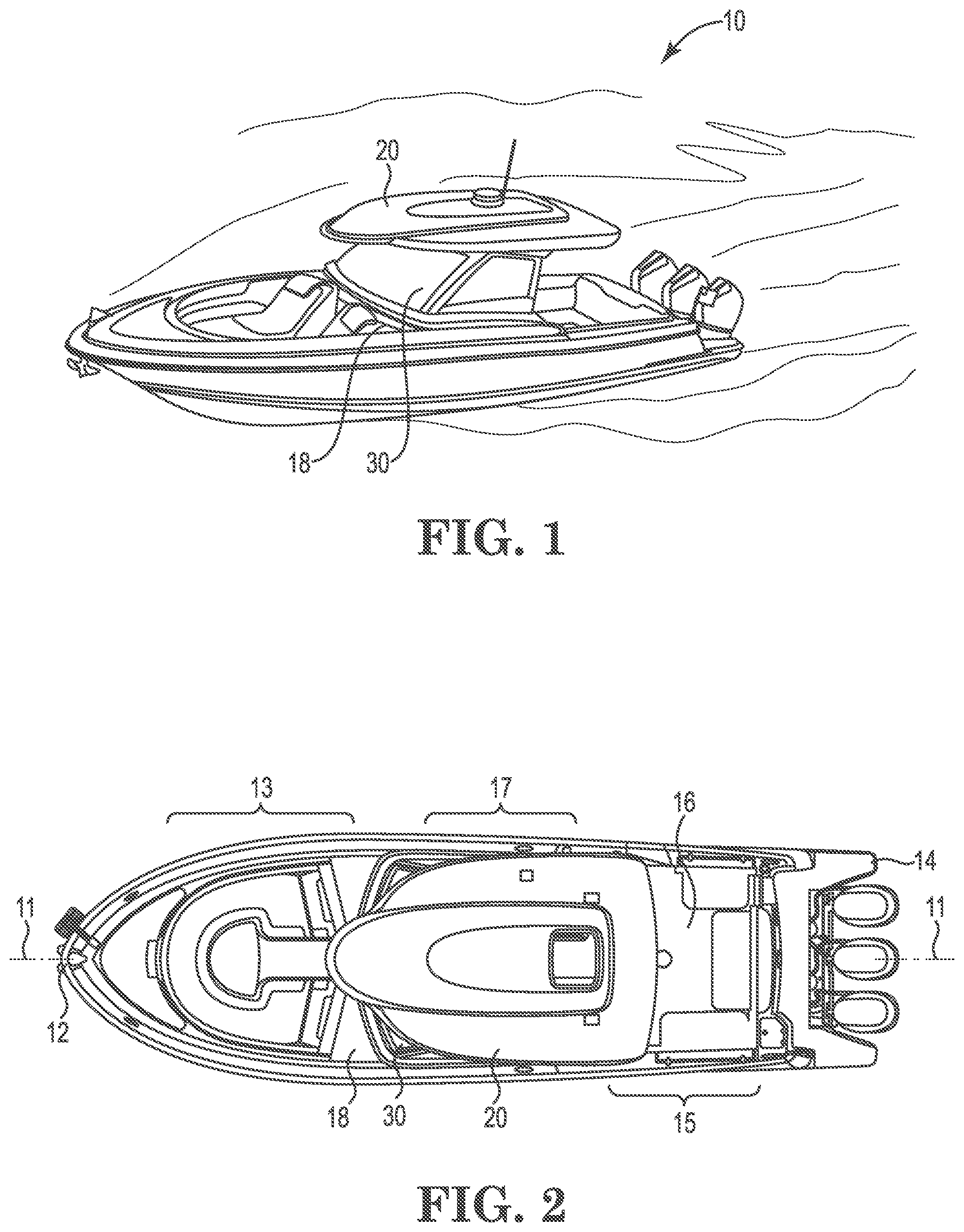 Patent US12128990 — Windshield system for boats — Figure 1