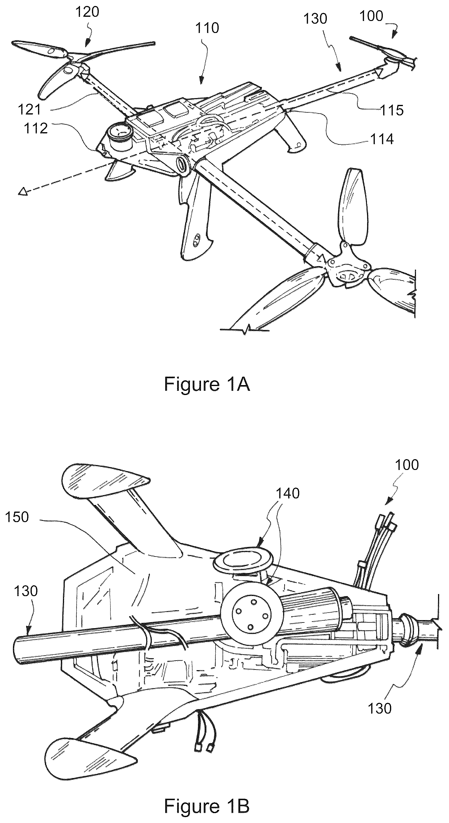 Patent US12129011 Figure 1 – Armed unmanned aerial vehicle and methods of use thereof