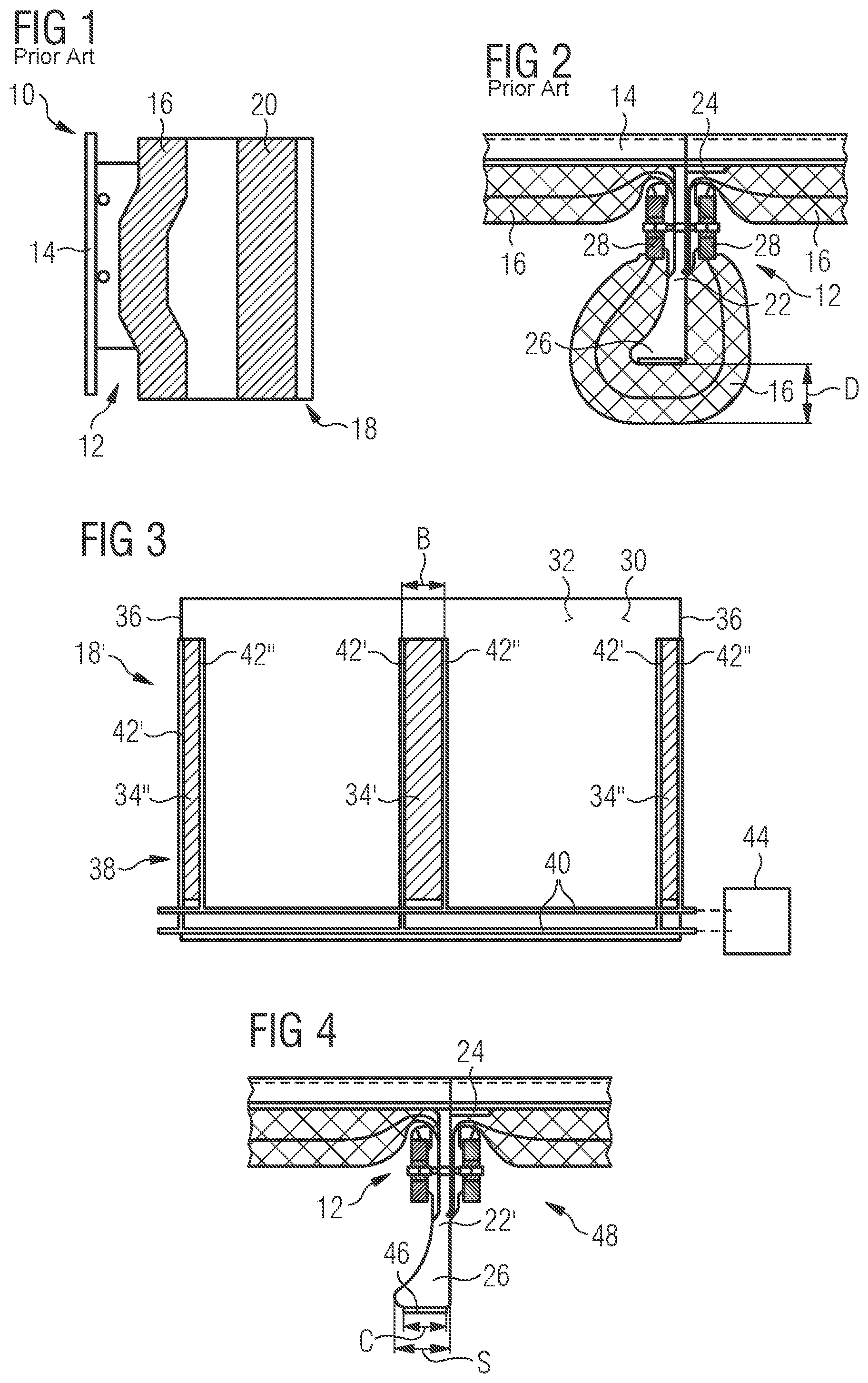 Patent US12129014 — Cabin lining element for an aircraft cabin and rib for an aircraft fuselage structure — Figure 1