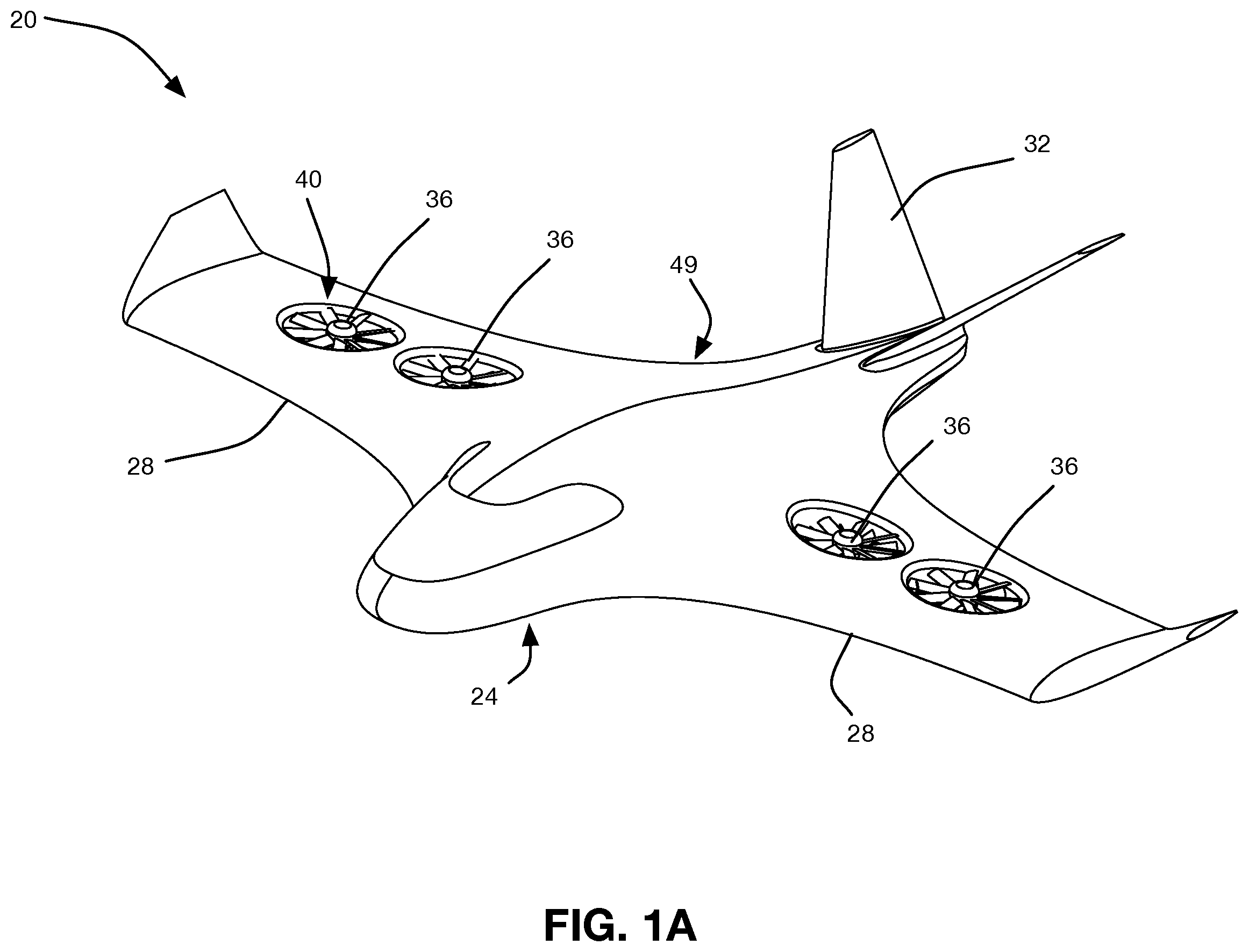 Patent US12129019 — Aircraft and flow guide system having a flow guide structure — Figure 1
