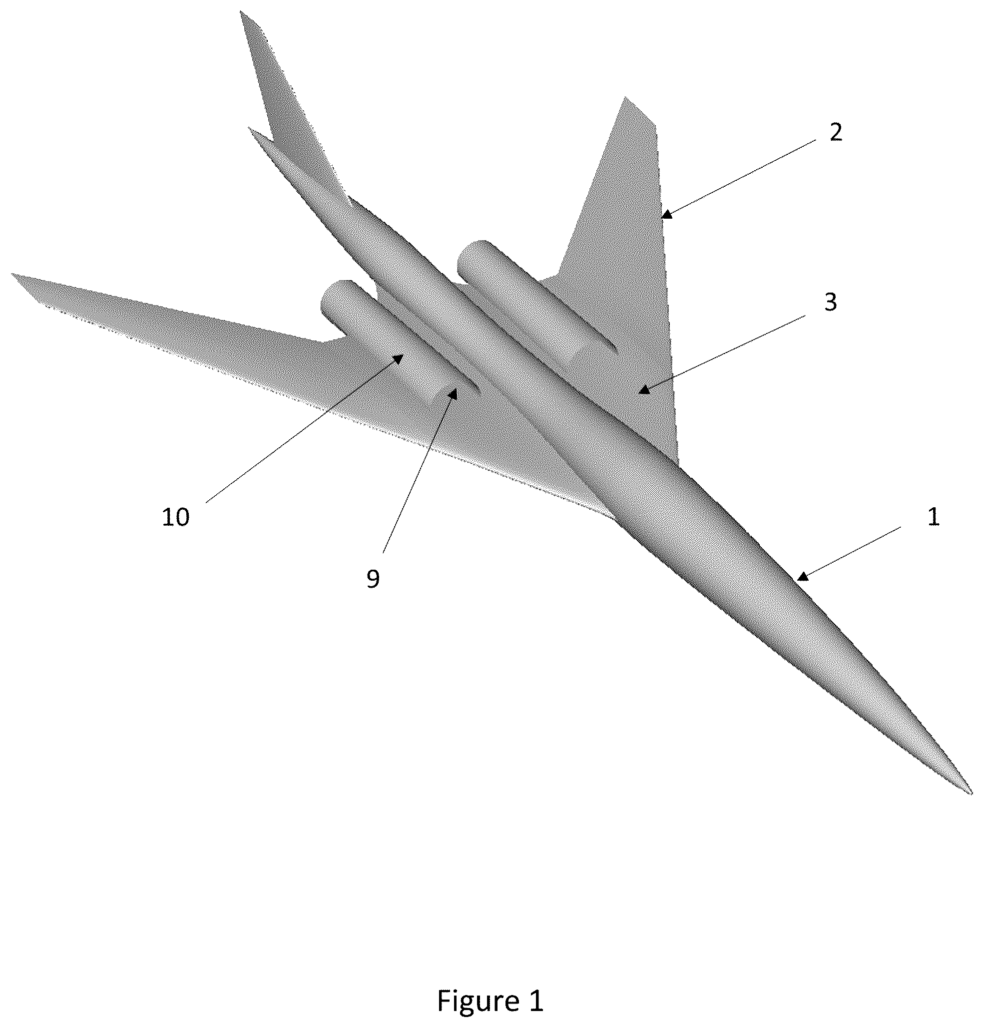 Patent US12129025 — Supersonic aircraft — Figure 1