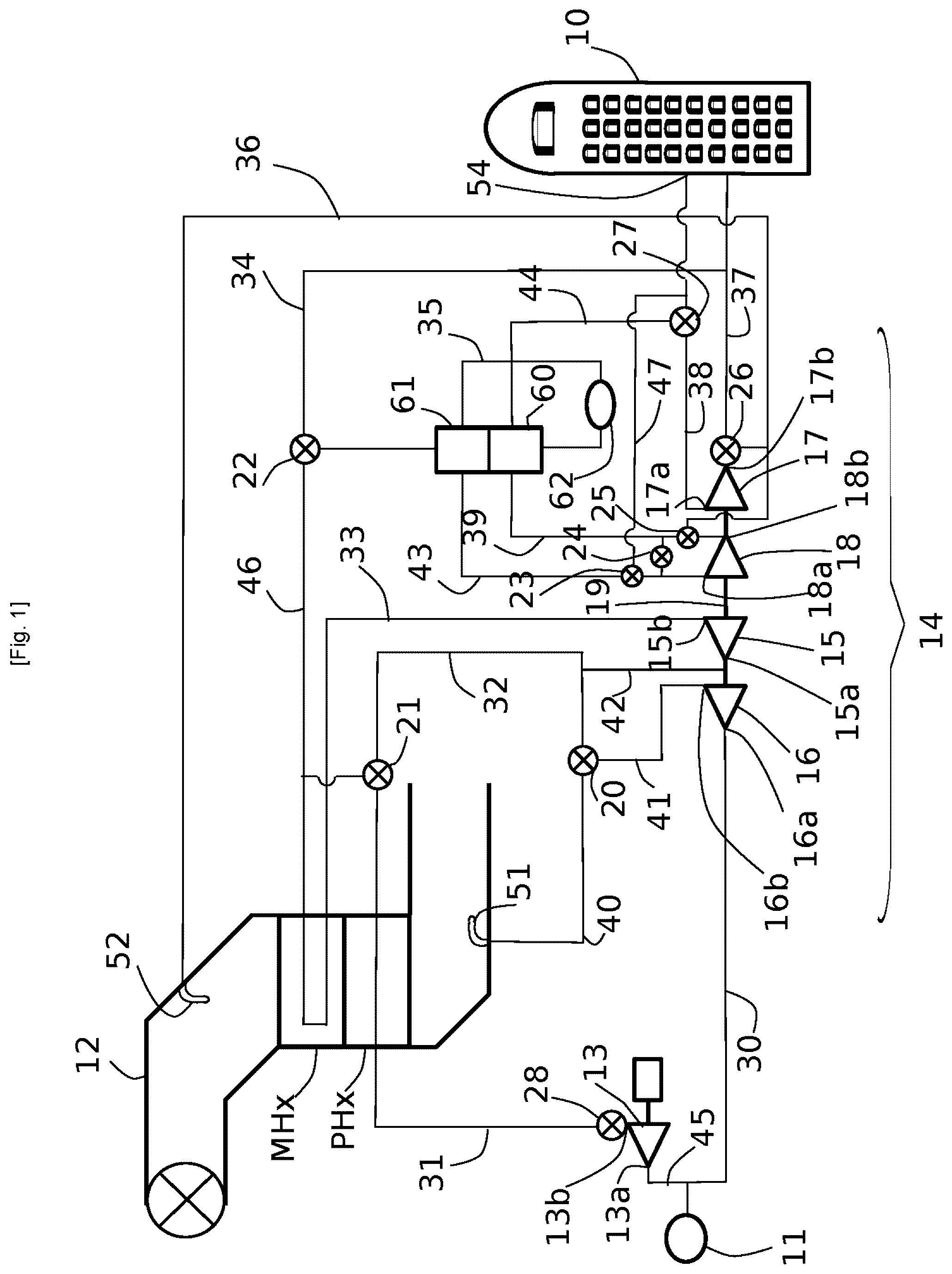 Patent US12129035 — Aircraft cabin electrical air conditioning system comprising a motorized compressor and an air cycle turbomachine — Figure 1