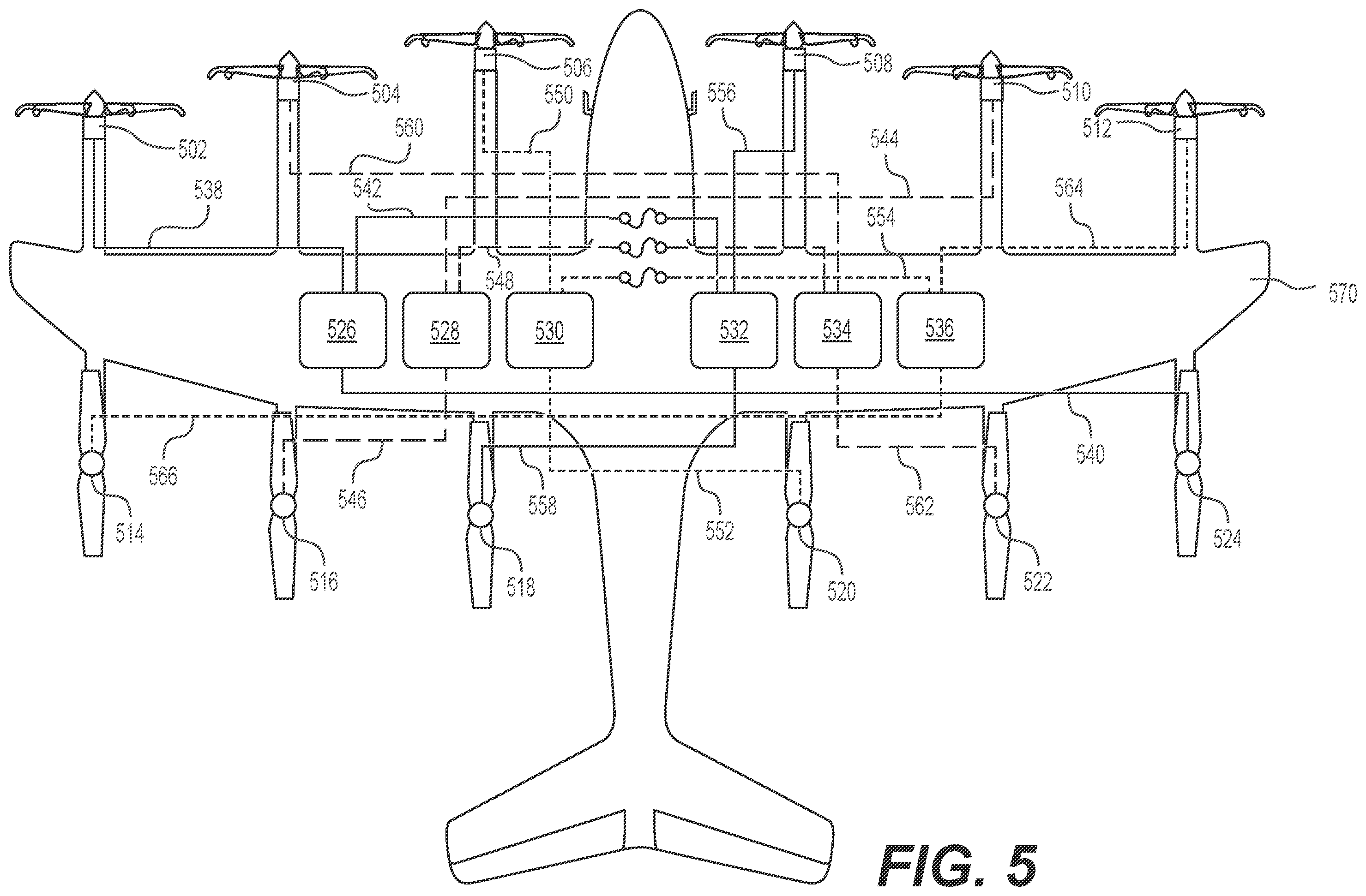 Patent US12129040 Figure 5 – Systems and methods for oil management in gearboxes for eVTOL aircraft