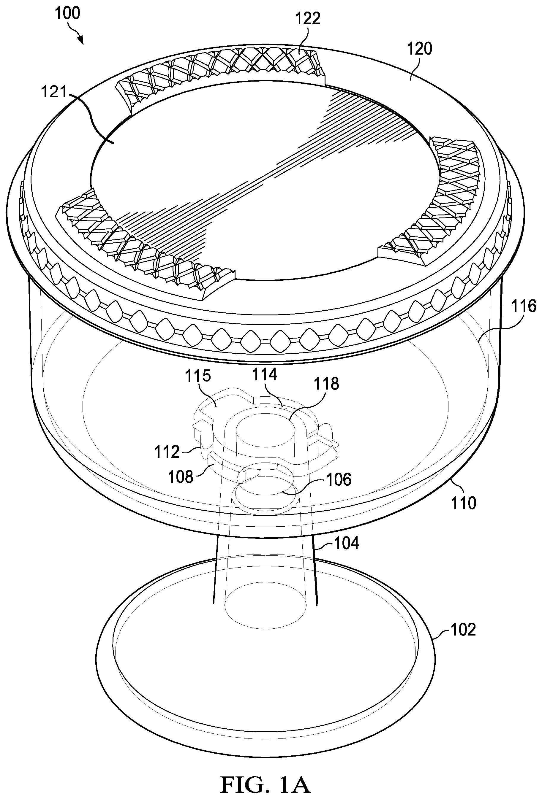 Patent US12129075 Figure 1 – Apparatus for storing and extracting an edible substance
