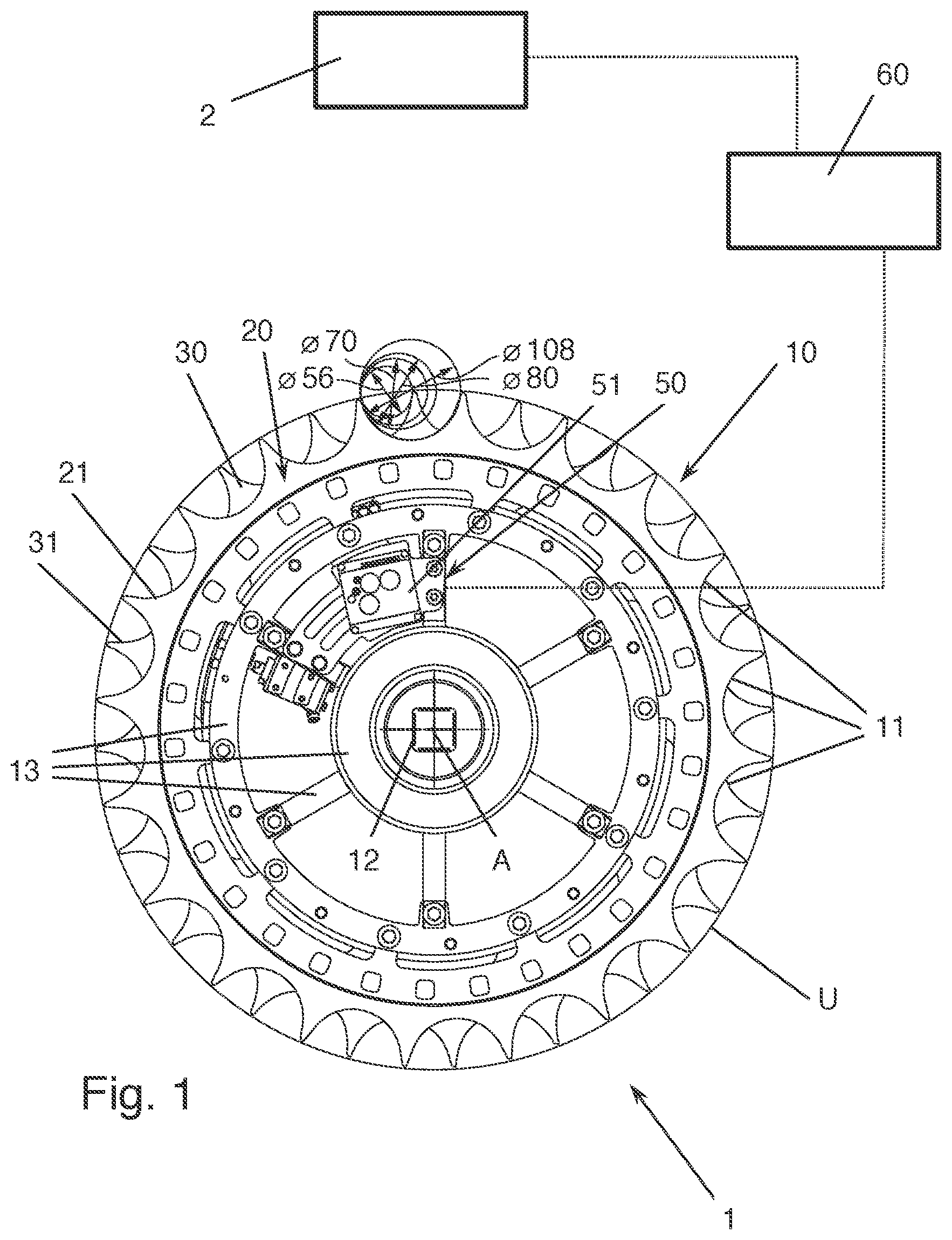 Patent US12129130 — Device and method for transporting containers — Figure 1