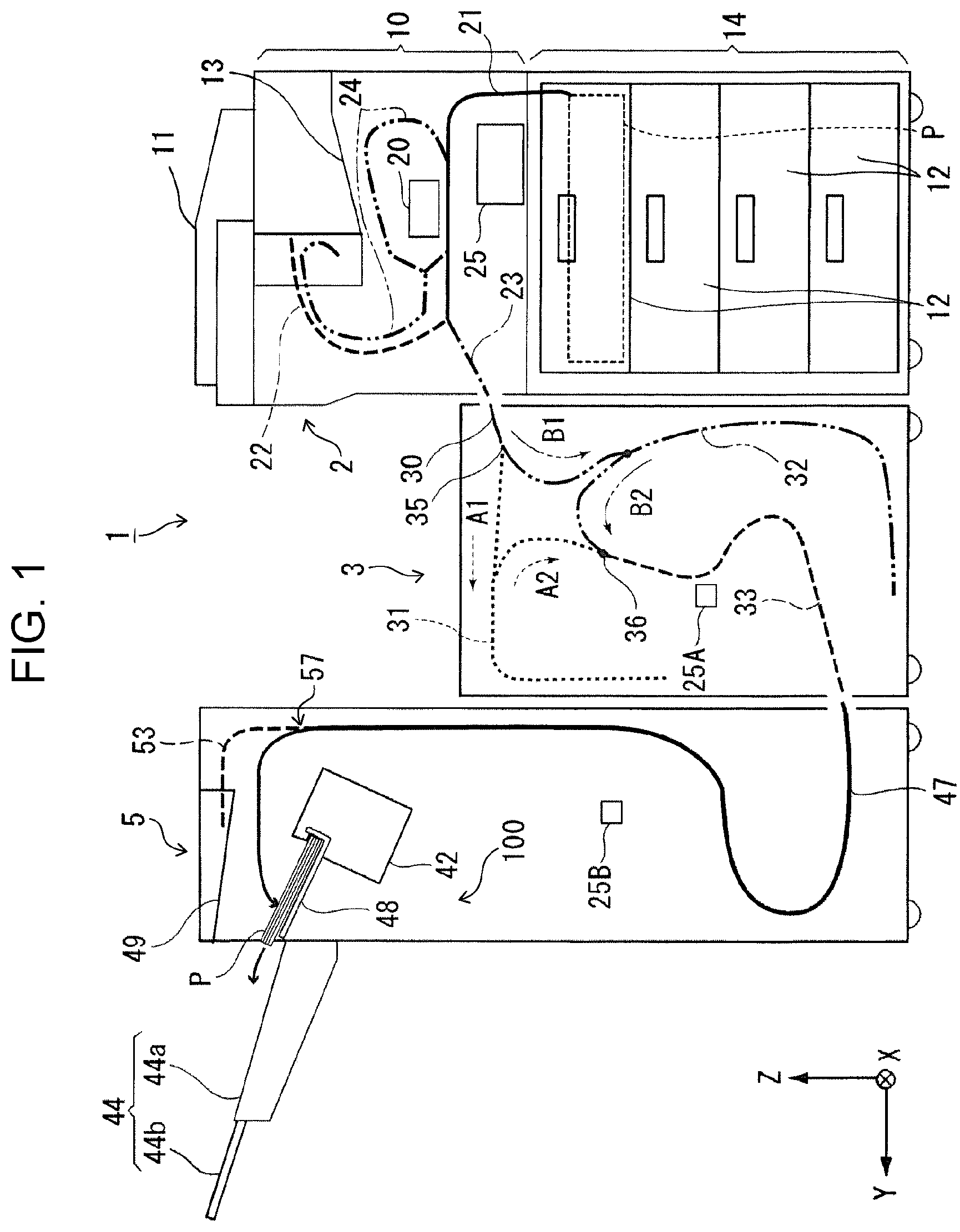 Patent US12129143 — Media processing apparatus and recording apparatus — Figure 1