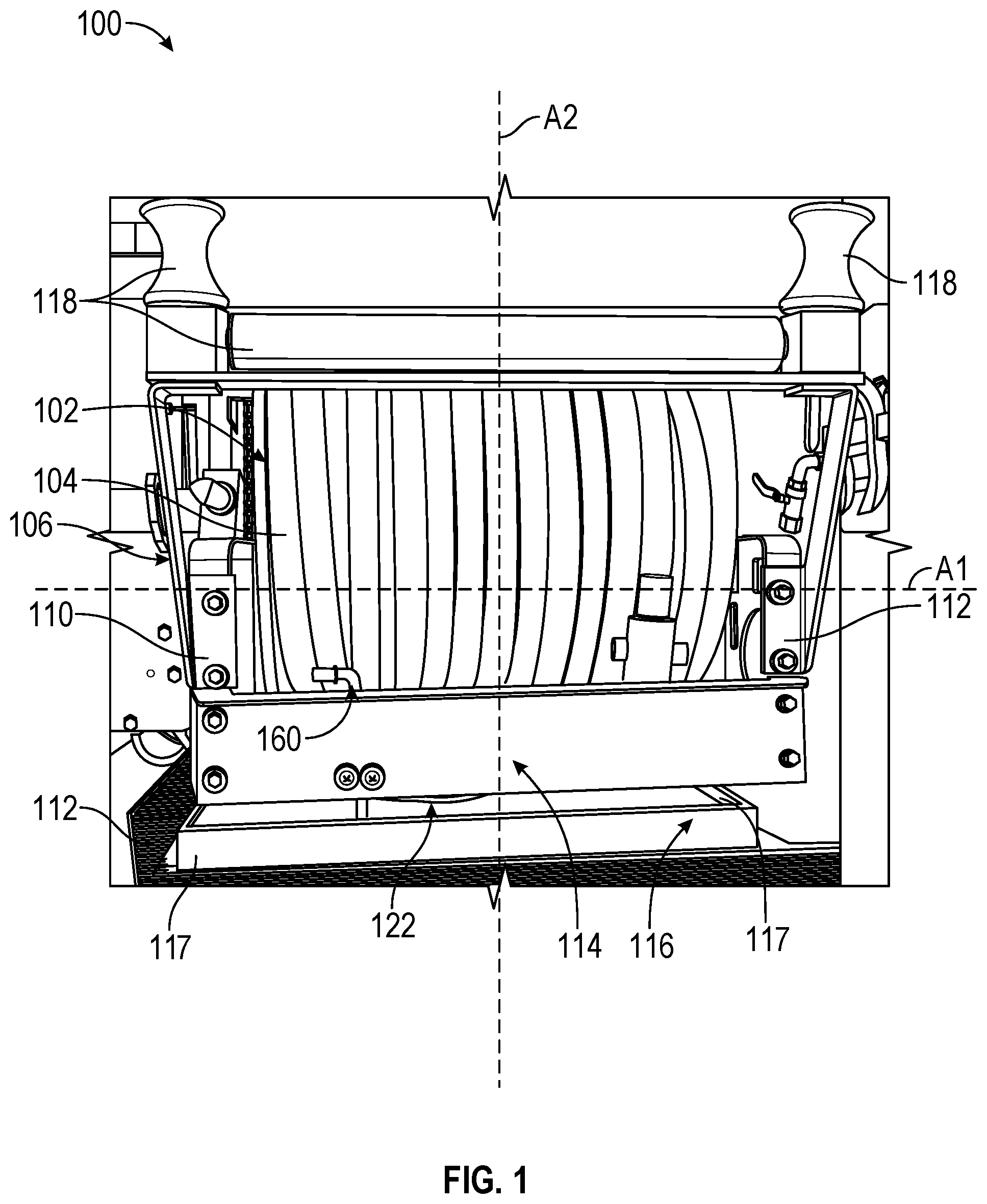 Patent US12129147 — Rotating reel system — Figure 1
