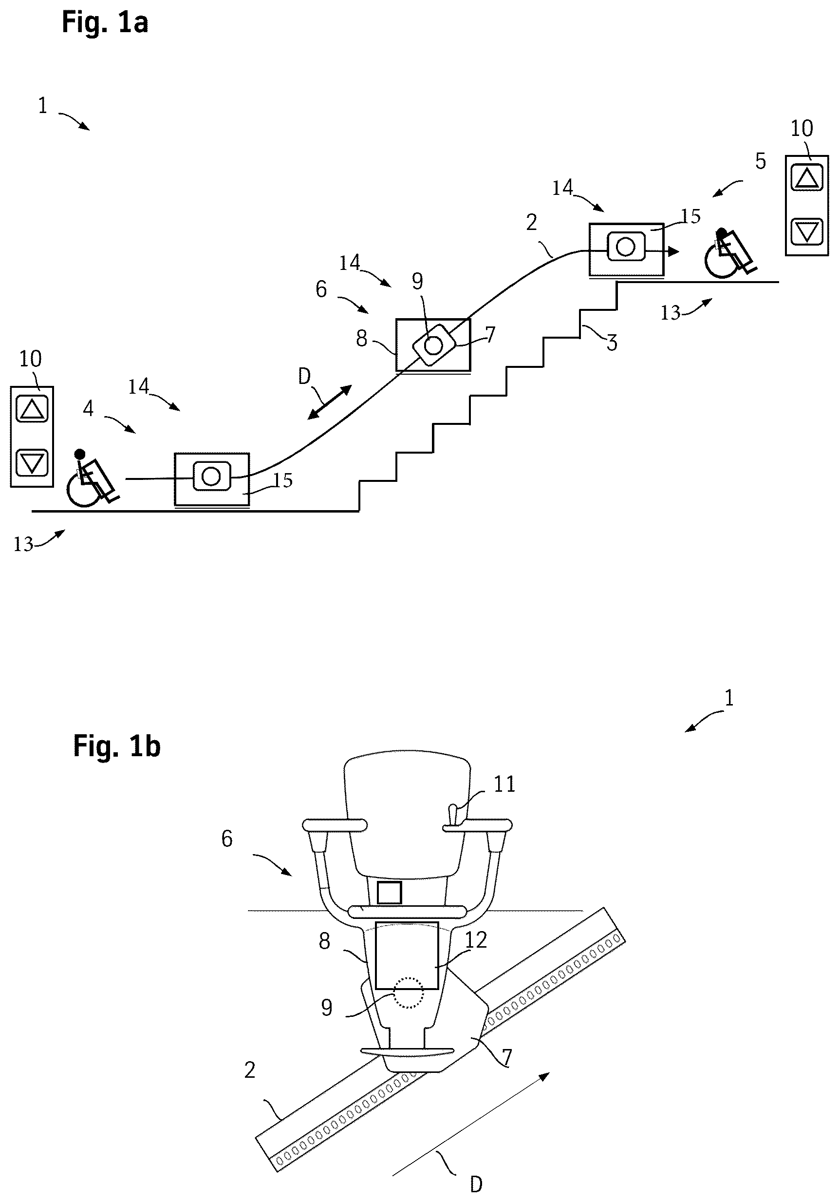 Patent US12129151 — Stairlift remote control unit — Figure 1
