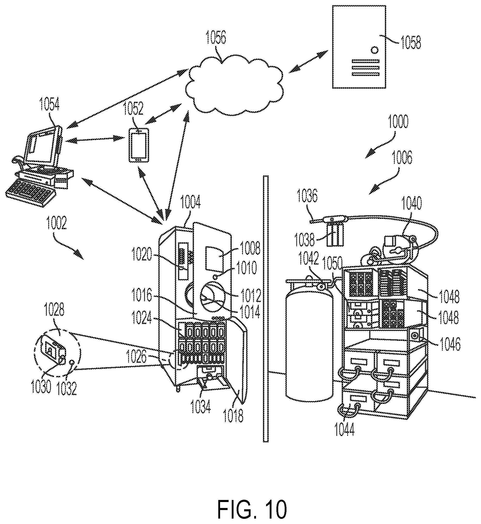 Patent US12129163 Figure 10 – Remote beverage selection with a beverage dispenser