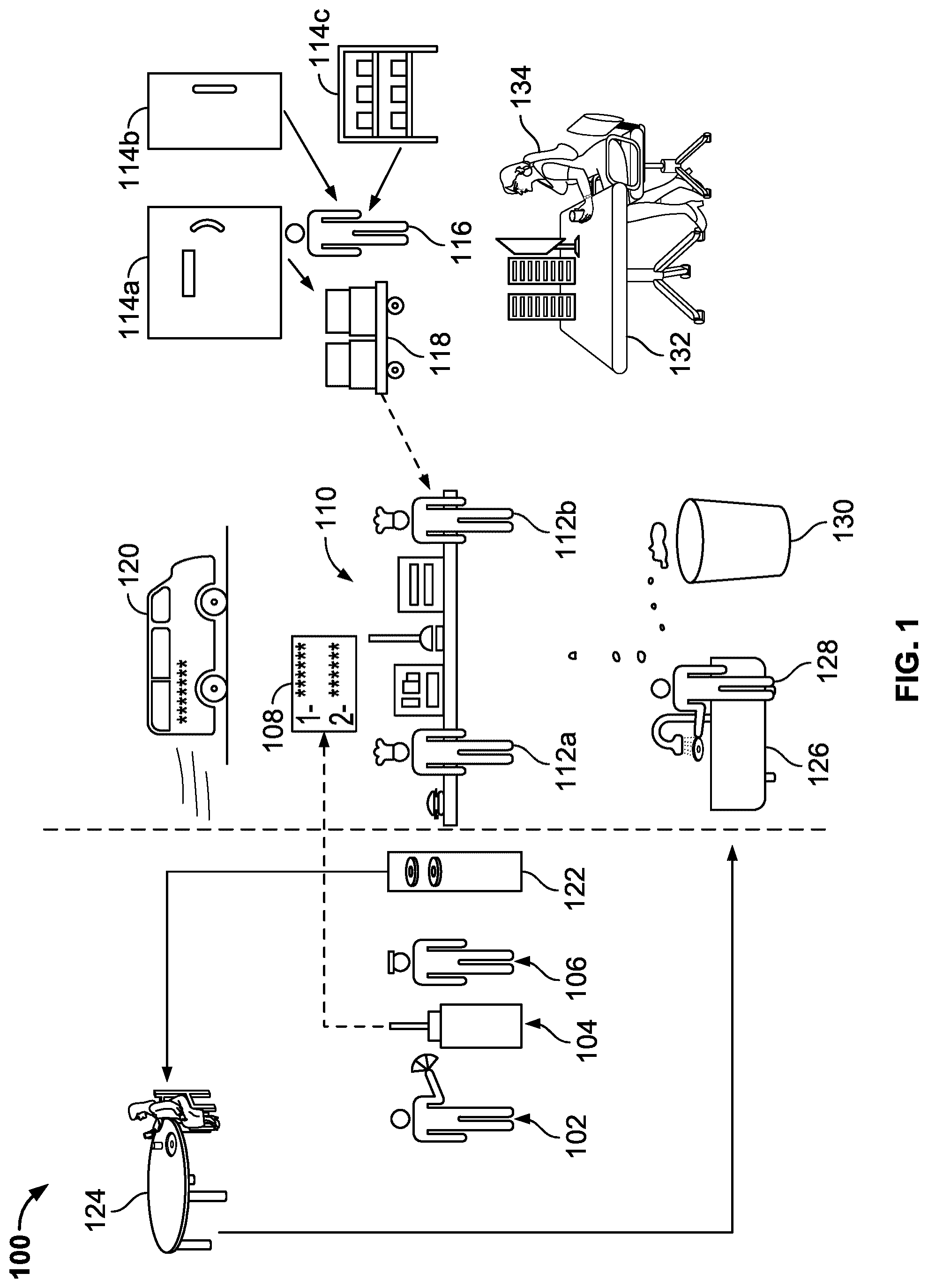 Patent US12129164 — Automated pizza assembly system — Figure 1