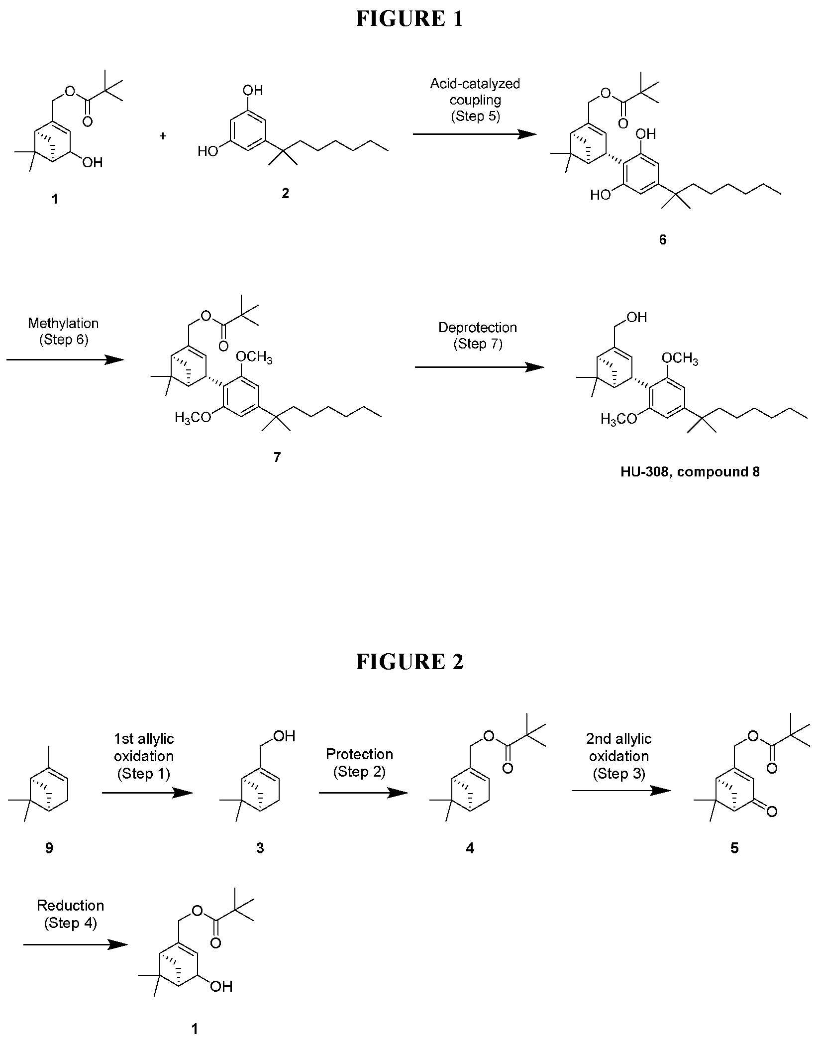 Patent US12129227 Figure 1 – Methods, processes, and compositions for improved preparation of HU308 and HU433