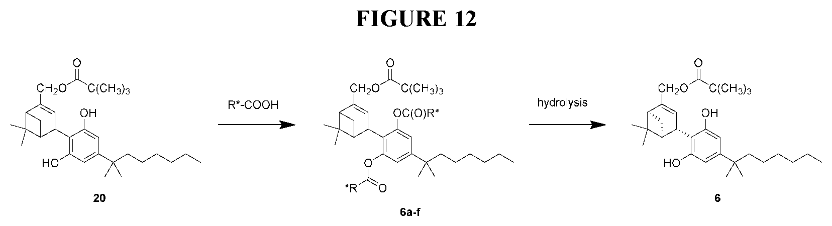 Patent US12129227 Figure 12 – Methods, processes, and compositions for improved preparation of HU308 and HU433