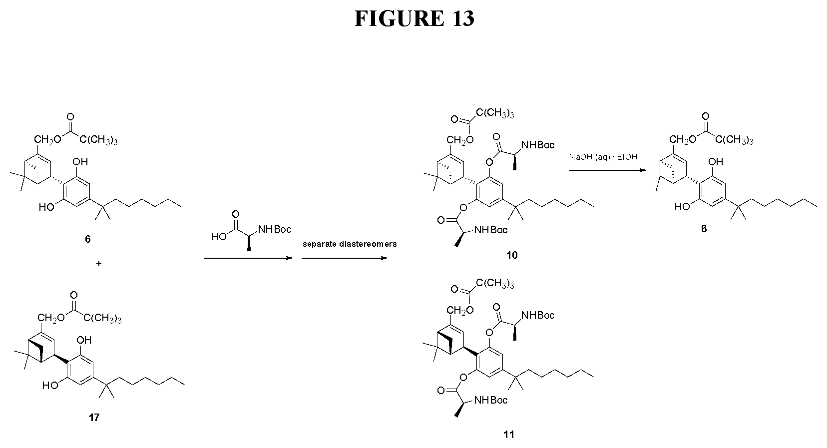 Patent US12129227 Figure 13 – Methods, processes, and compositions for improved preparation of HU308 and HU433