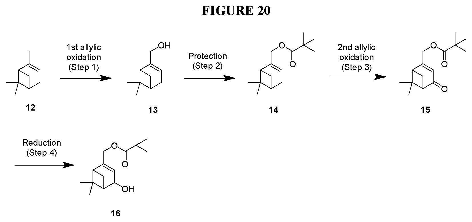 Patent US12129227 Figure 20 – Methods, processes, and compositions for improved preparation of HU308 and HU433