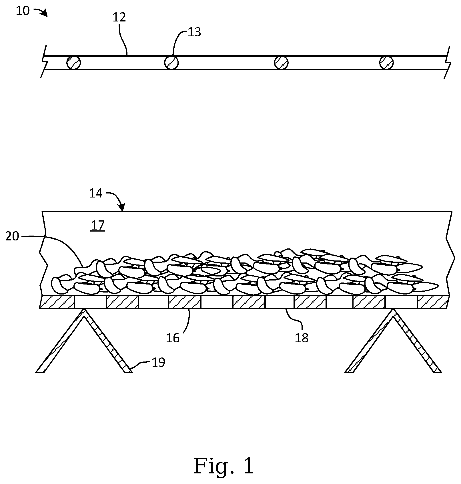 Patent US12129443 Figure 1 – Method, fuel, and apparatus for grilling with chipped charcoal