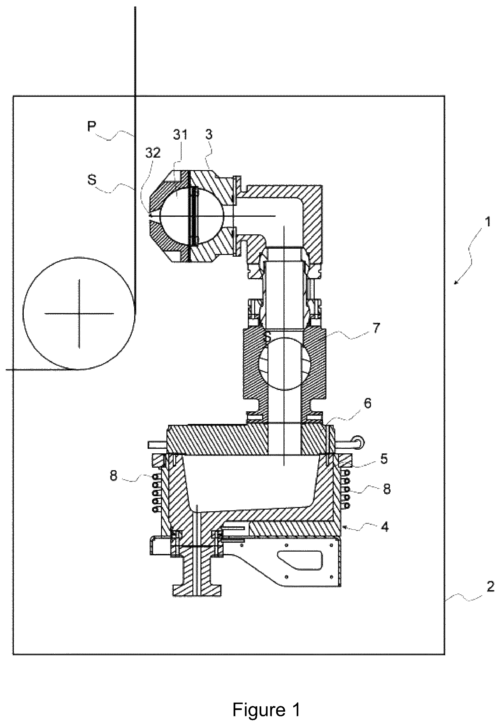 Patent US12129542 — Vacuum deposition facility and method for coating a substrate with transverse repartition chamber — Figure 1