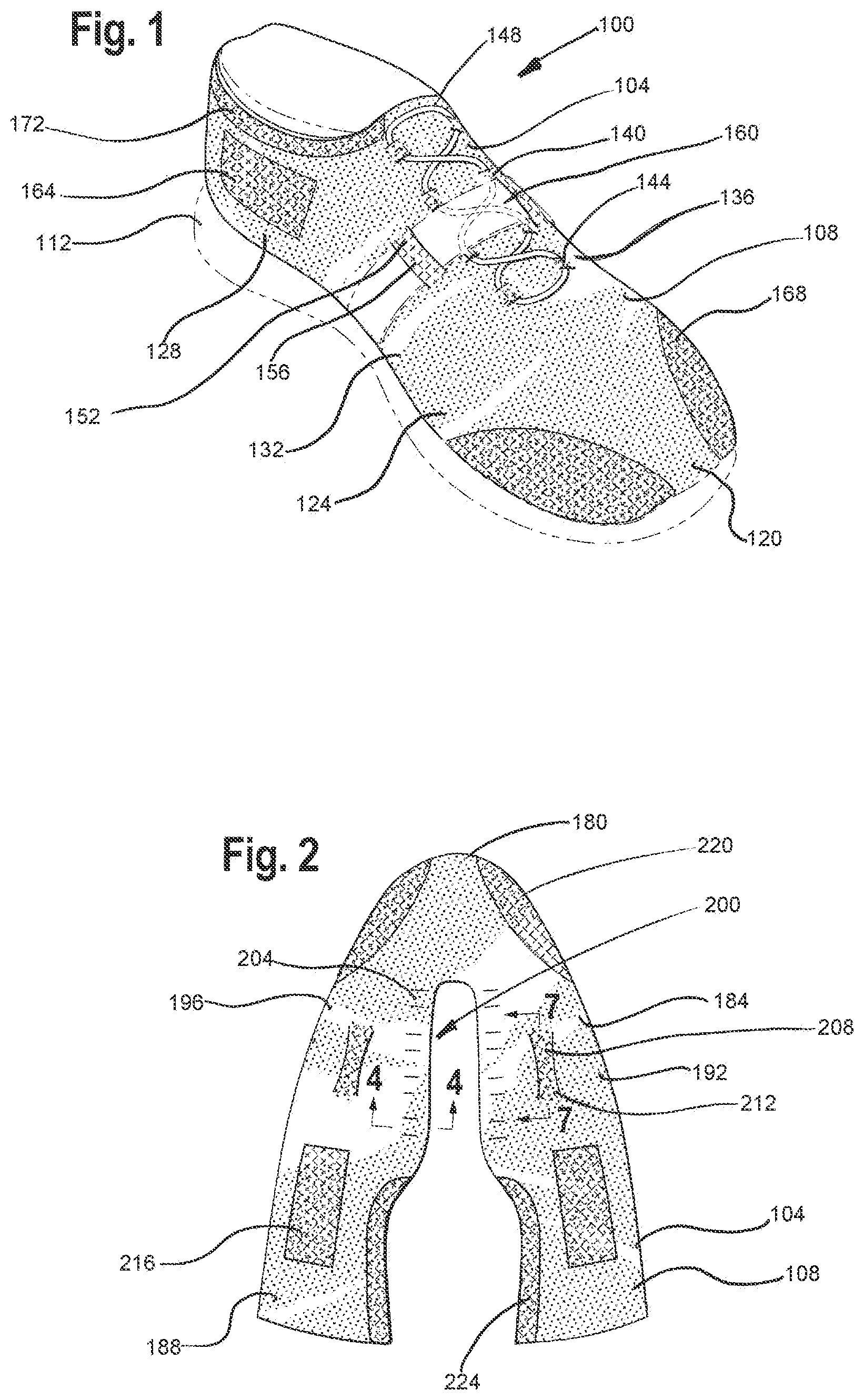 Patent US12129578 — Multiple layer knitted components having multi-bed area — Figure 1