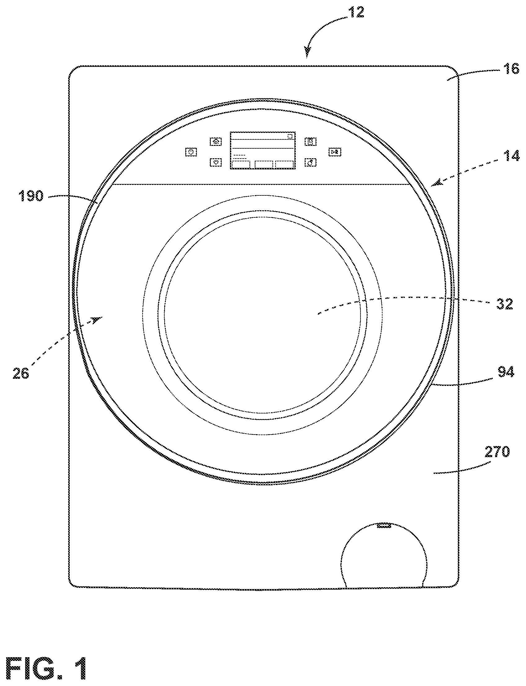 Patent US12129587 Figure 1 – Combination washing and drying appliance having an airflow system contained within an outer tub