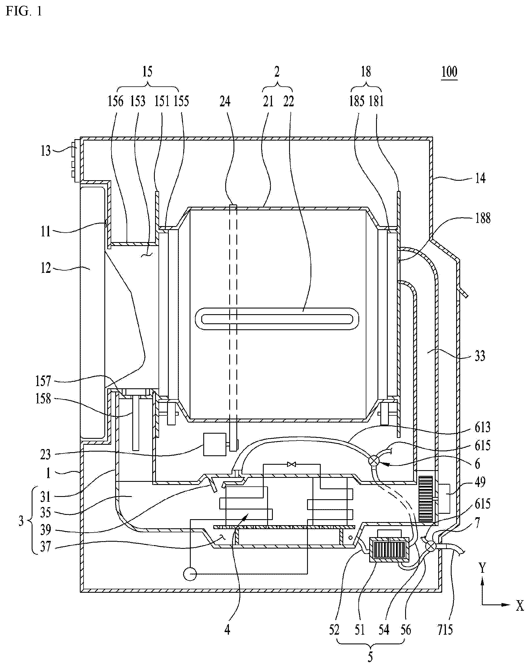 Patent US12129592 — Laundry treating apparatus — Figure 1