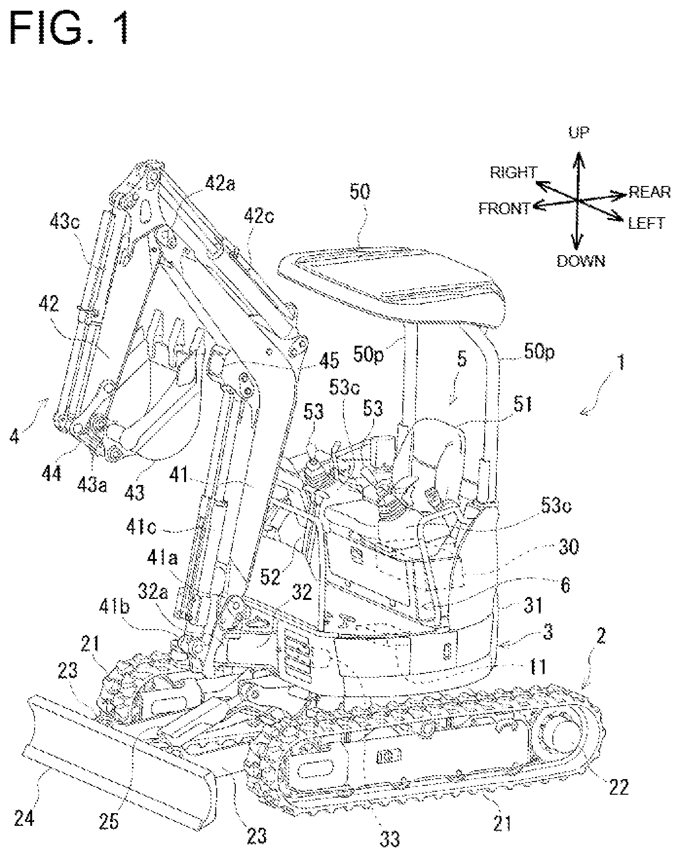 Patent US12129630 — Installation structure of electric component and hydraulic hose for working machine — Figure 1