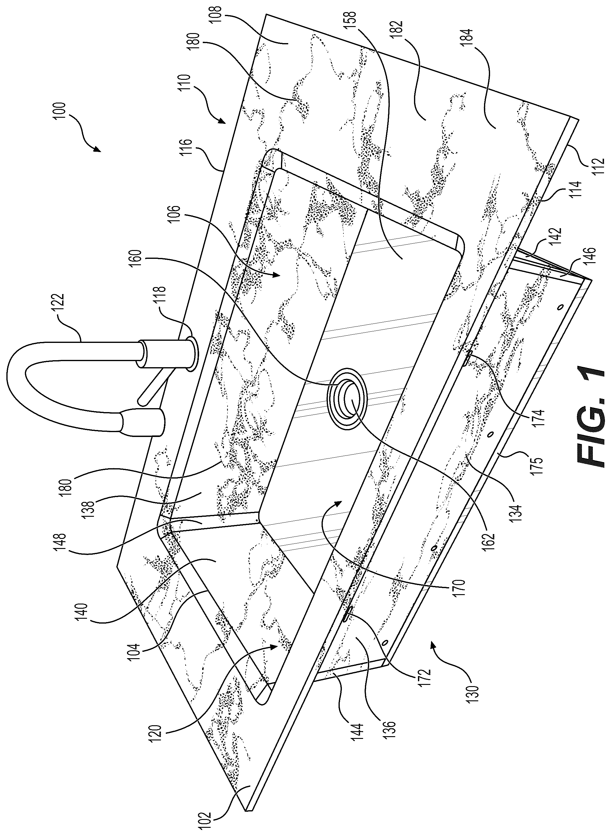 Patent US12129634 — Sink system — Figure 1